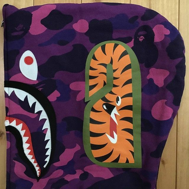 Bape BAPE Black x purple camo shark full zip hoodie a bathing ape Size US XL / EU 56 / 4 - 5 Thumbnail