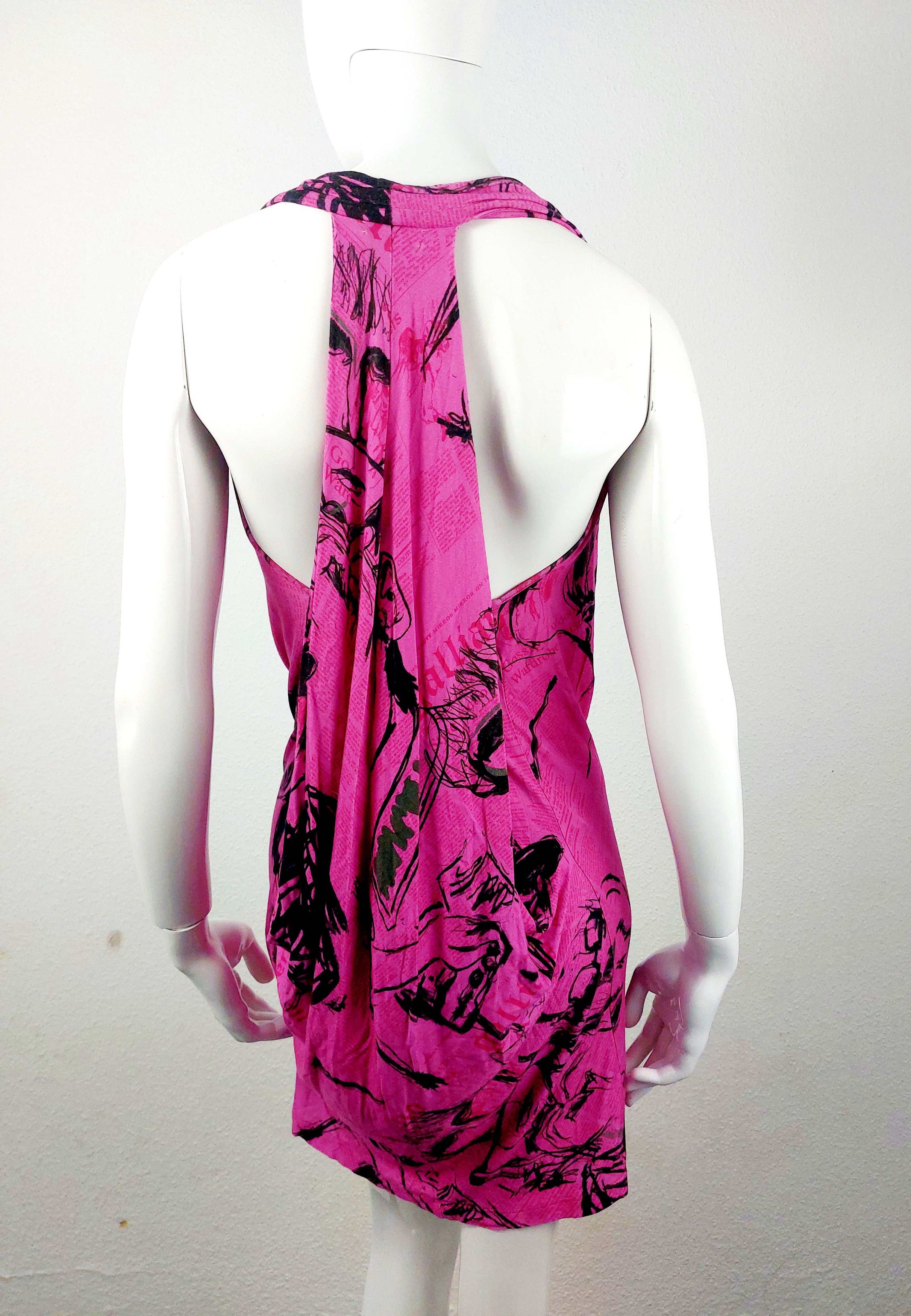John Galliano John Galliano Pink Gazette Newspaper Sketch Face Pink Dress Size M / US 6-8 / IT 42-44 - 13 Thumbnail