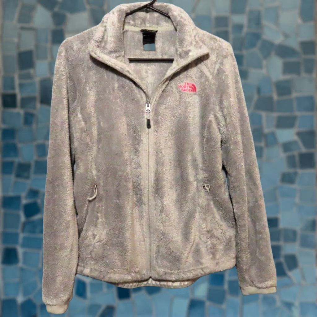 The North Face The North Face Fleece Jacket Women M Gray Logo Full Zip Furry Mid-Length Long Sleeve Polyester Jacket Size M / US 6-8 / IT 42-44 - 1 Thumbnail