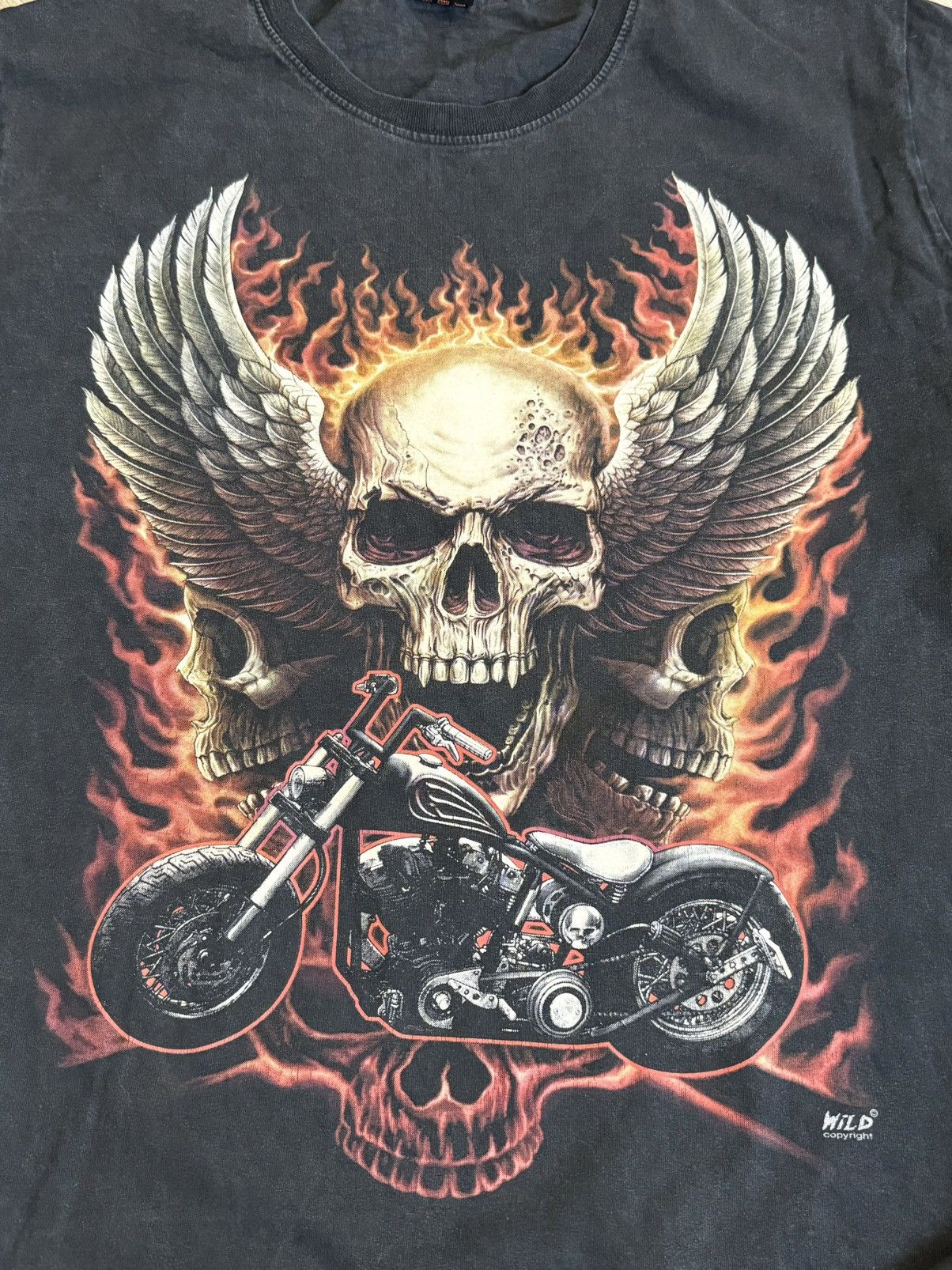 Band Tees × Vintage 🔷Vintage Motorbike Black Skull T-shirt🔷 Size US XL / EU 56 / 4 - 3 Thumbnail