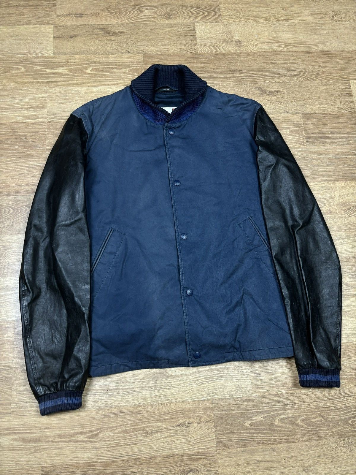 Gucci SS2010 Gucci Navy Cotton & Leather Sleeve Varsity Jacket Size US L / EU 52-54 / 3 - 3 Thumbnail