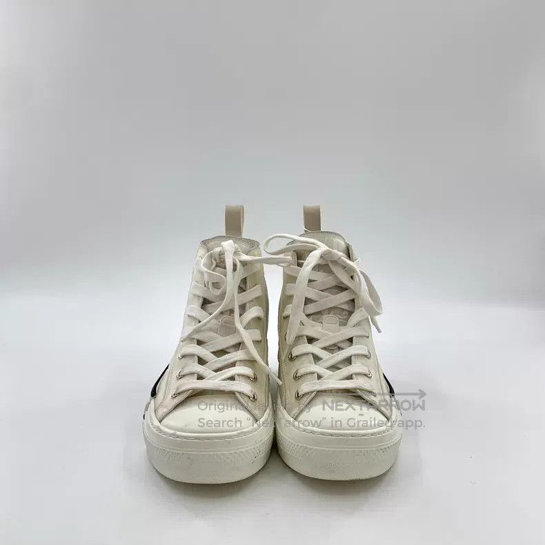 Dior Dior White logo printed lace-up casual flat high-top sneak Size US 5.5 / IT 35.5 - 3 Thumbnail