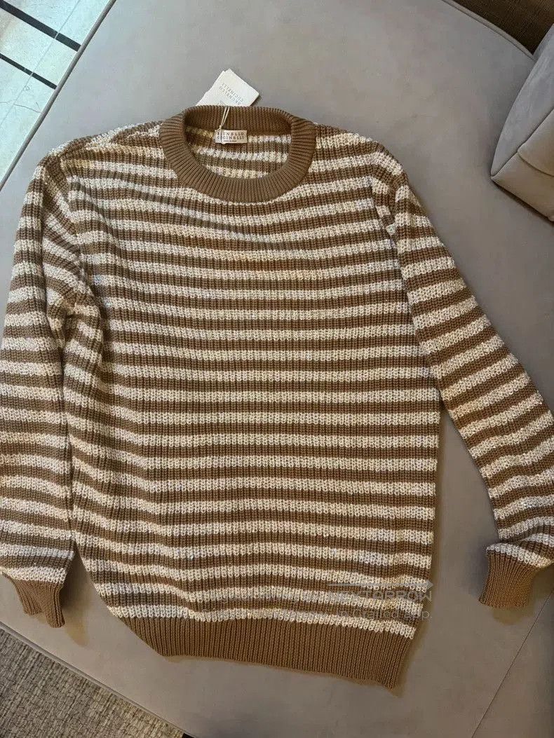 Brunello Cucinelli Brunello Cucinelli Sequin Stripe Sweater. Size US M / EU 48-50 / 2 - 1 Thumbnail