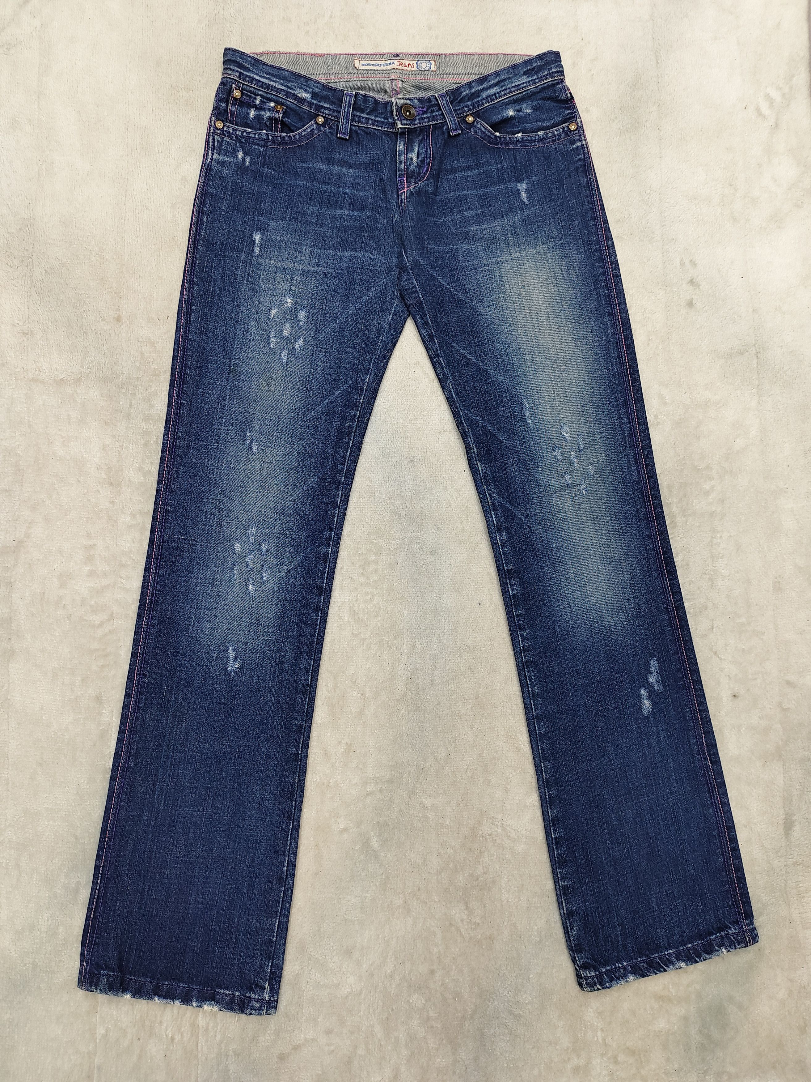 Vintage 🇮🇹Vtg Rossodisera🇮🇹 Embroidered Graphic Distressed Jeans Size 30" / US 8 / IT 44 - 4 Thumbnail