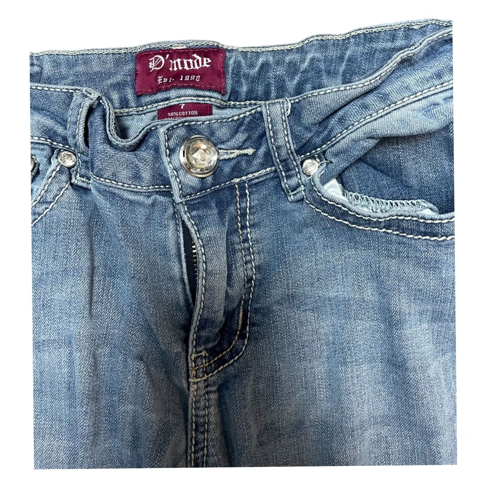 Vintage D'mode Women’s Studded Embroidered Blue Jean Pants Sz 7 Straight Leg Rhinestones Jeans Women 90s Vintage No Size 28" / US 6 / IT 42 - 4 Thumbnail