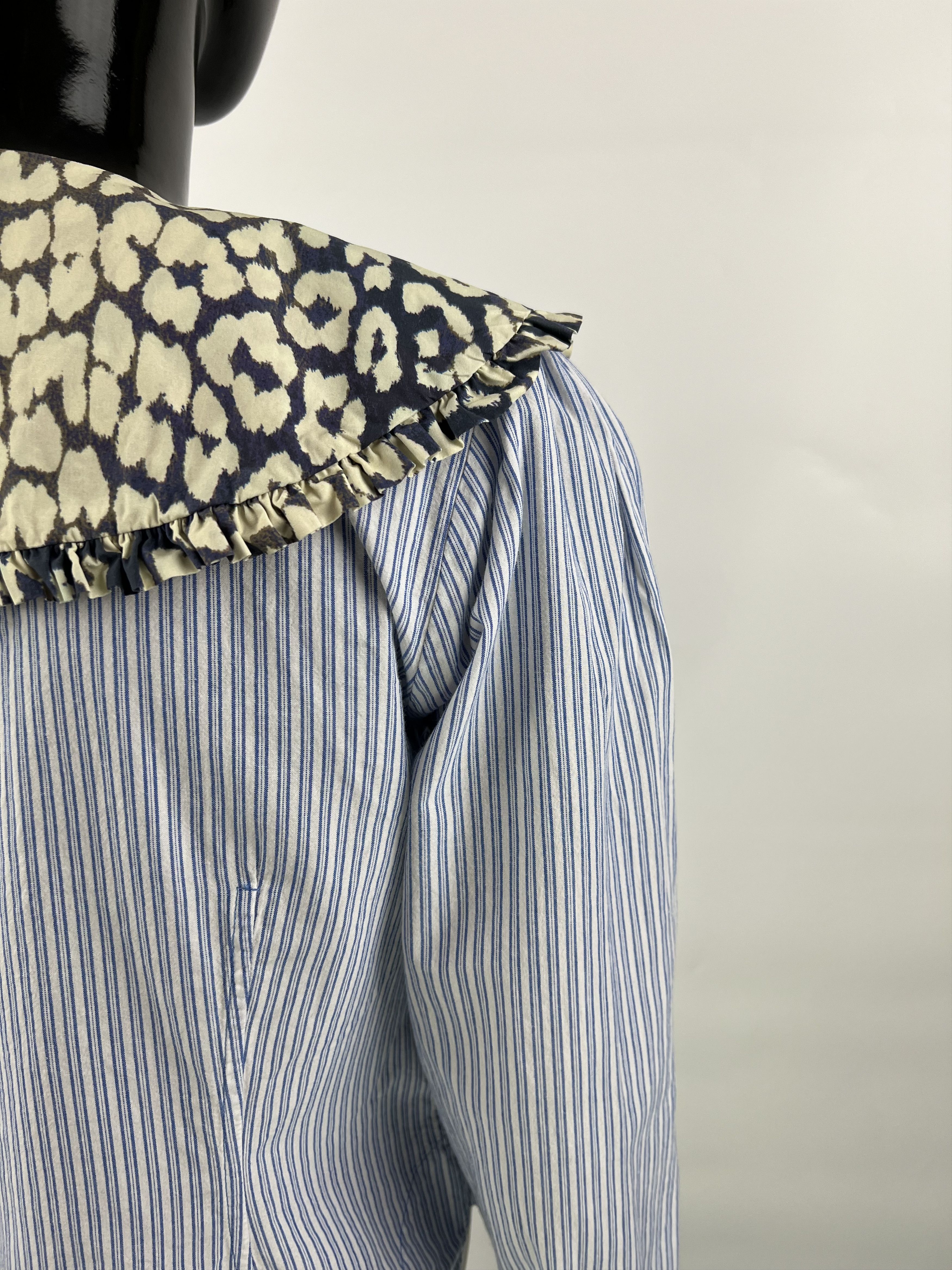 Ganni Ganni Collar Ruffle Gingham Striped Shirt Blouse Size 36 Size S / US 4 / IT 40 - 6 Thumbnail