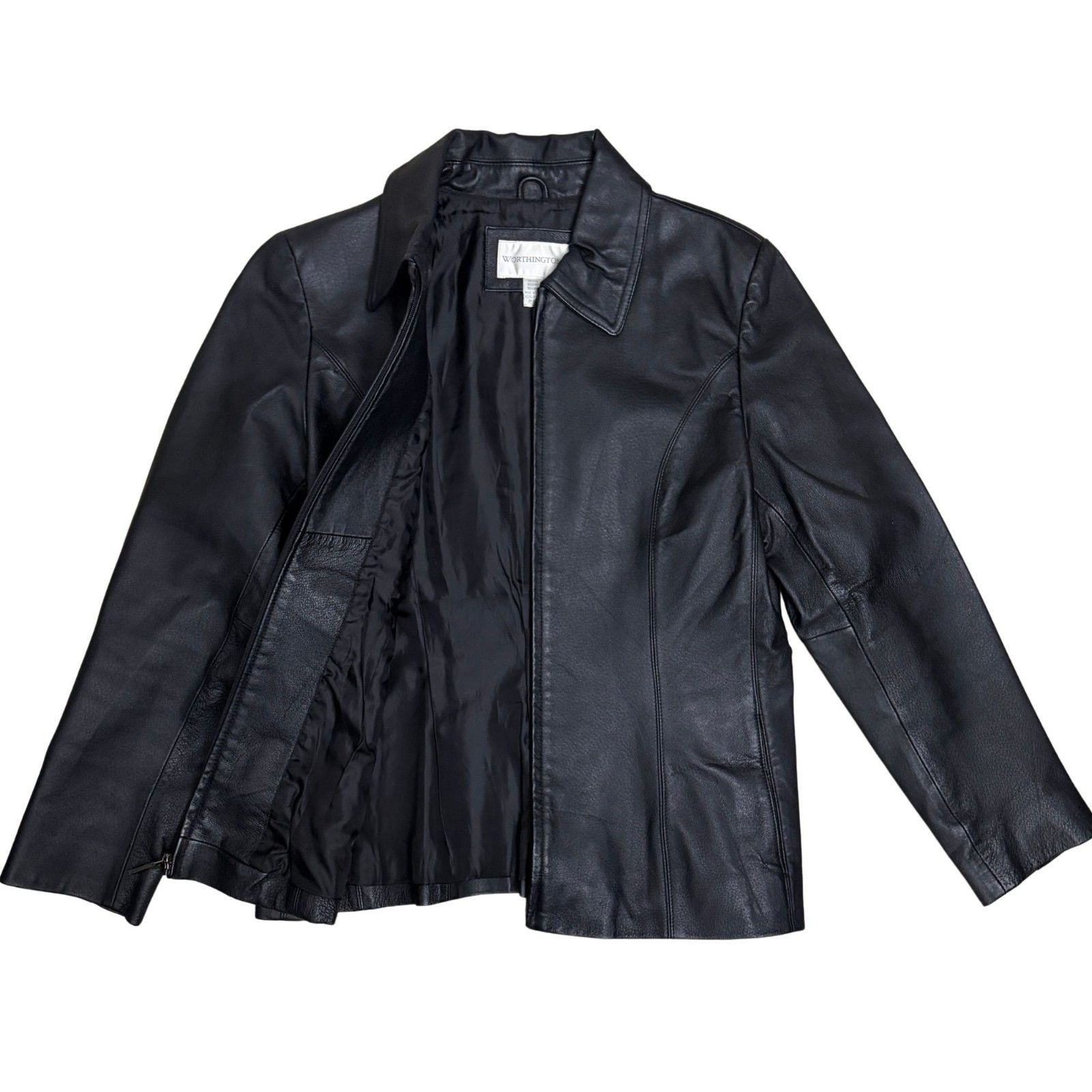 Other WORTHINGTON Leather Coat Y2K Lined Business Jacket Medium Size M / US 6-8 / IT 42-44 - 3 Thumbnail