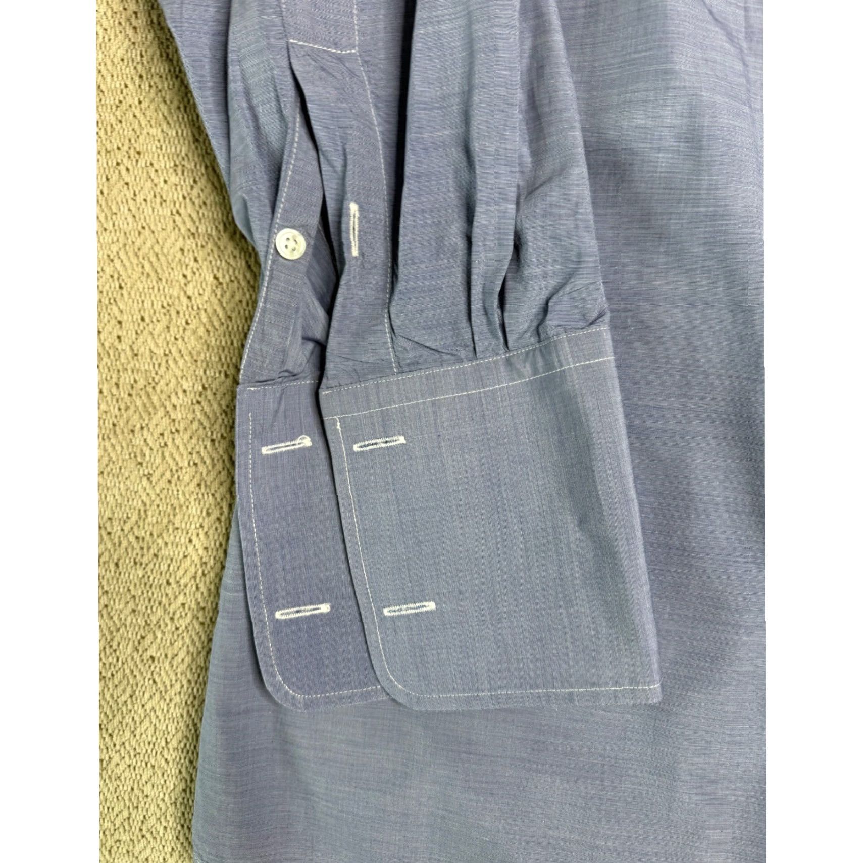 Vintage Gitman Bros. Mens Dress Shirt Blue Long Sleeve Button-Down 17 37 USA Dress Shirt Mens Size 46R - 4 Thumbnail