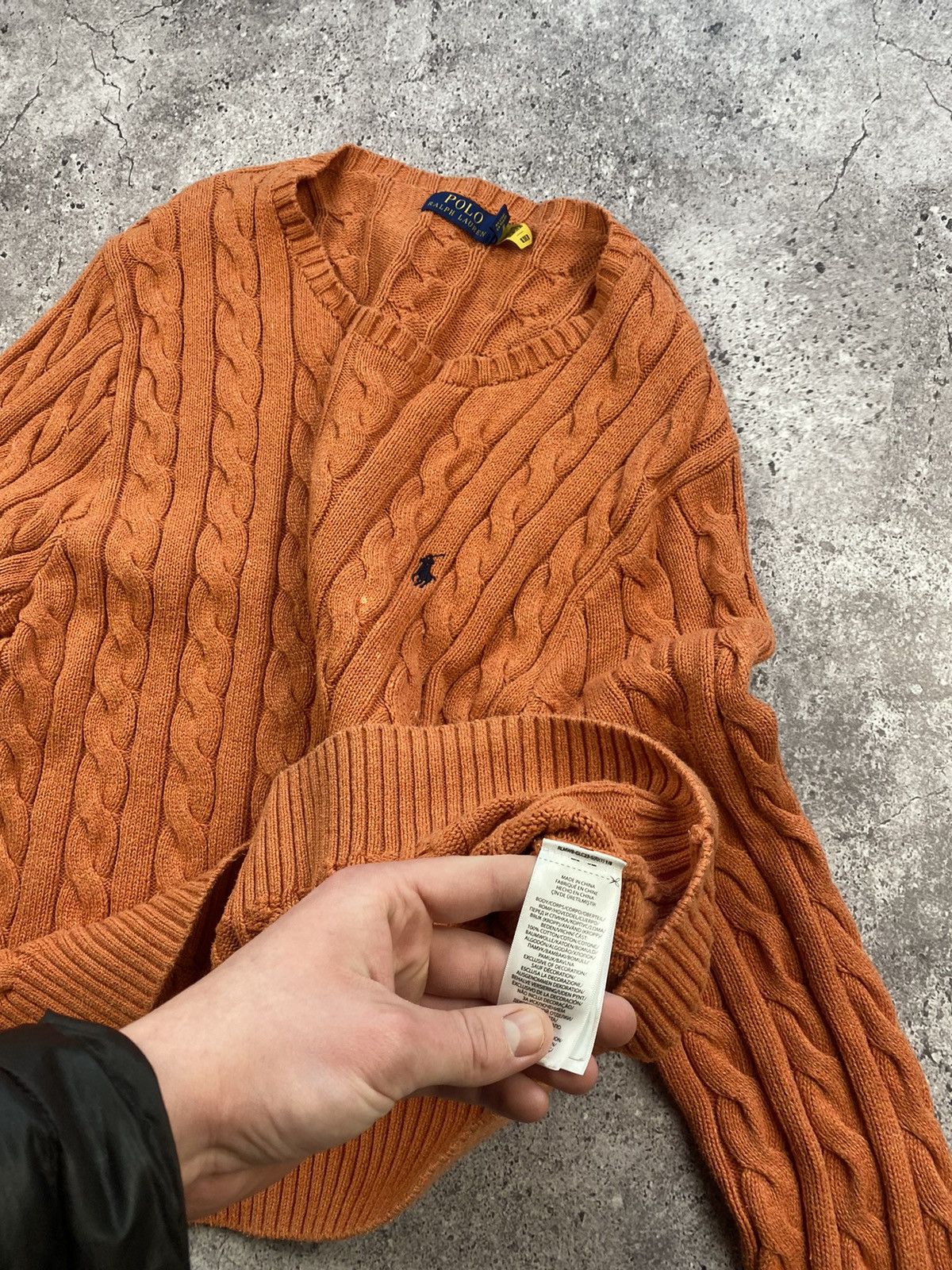 Polo Ralph Lauren Vintage Polo Ralph Lauren Cable Knit orange🍊Sweater painted Size US L / EU 52-54 / 3 - 6 Thumbnail