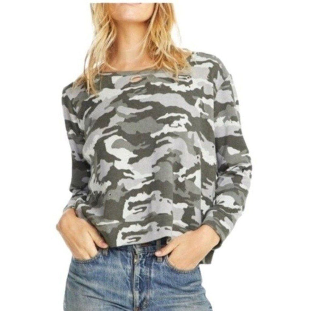Chaser Brand Chaser Gray Blue Camouflage Camo Top Sweatshirt Medium Size M / US 6-8 / IT 42-44 - 1 Thumbnail