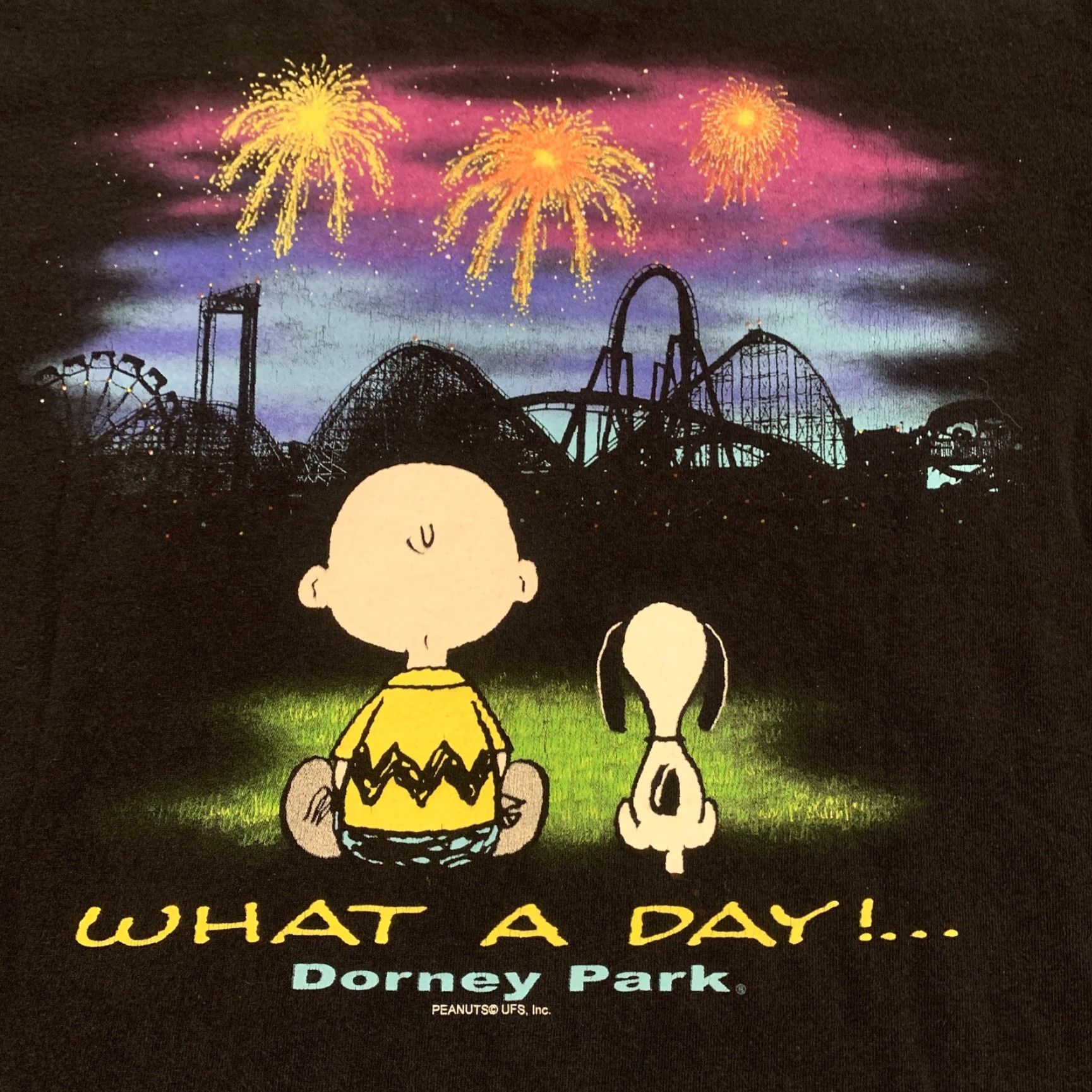 Vintage VINTAGE M & M Peanuts Snoopy T-Shirt Adult Medium Black Dorney Amusement Park Mens Size US M / EU 48-50 / 2 - 2 Thumbnail