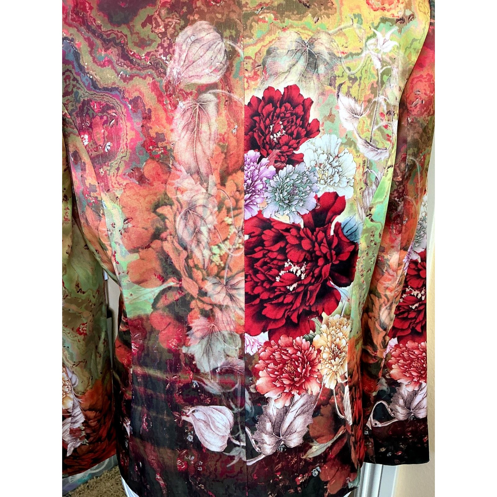 Other MI SOLO SATIN WILD BRIGHT FLORAL 2-BUTTON BLAZER JACKET SZ L Size L / US 10 / IT 46 - 5 Thumbnail