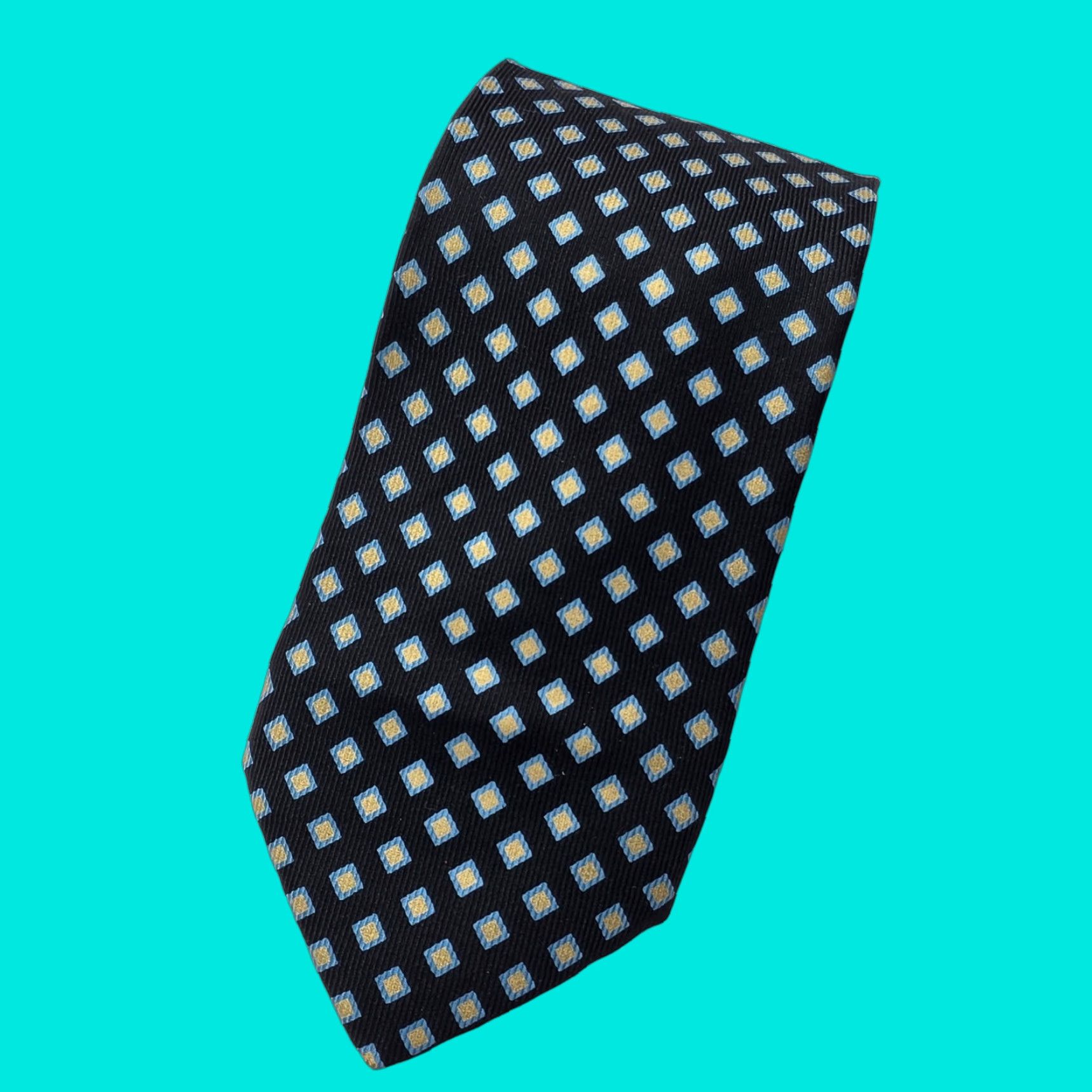 Brioni Brioni Necktie Mens Navy Blue Geometric Pattern 100% Silk Designer Satin Long 62" x 4" Italy Silk Tie - Mens Fashion Gift Size ONE SIZE - 1 Thumbnail