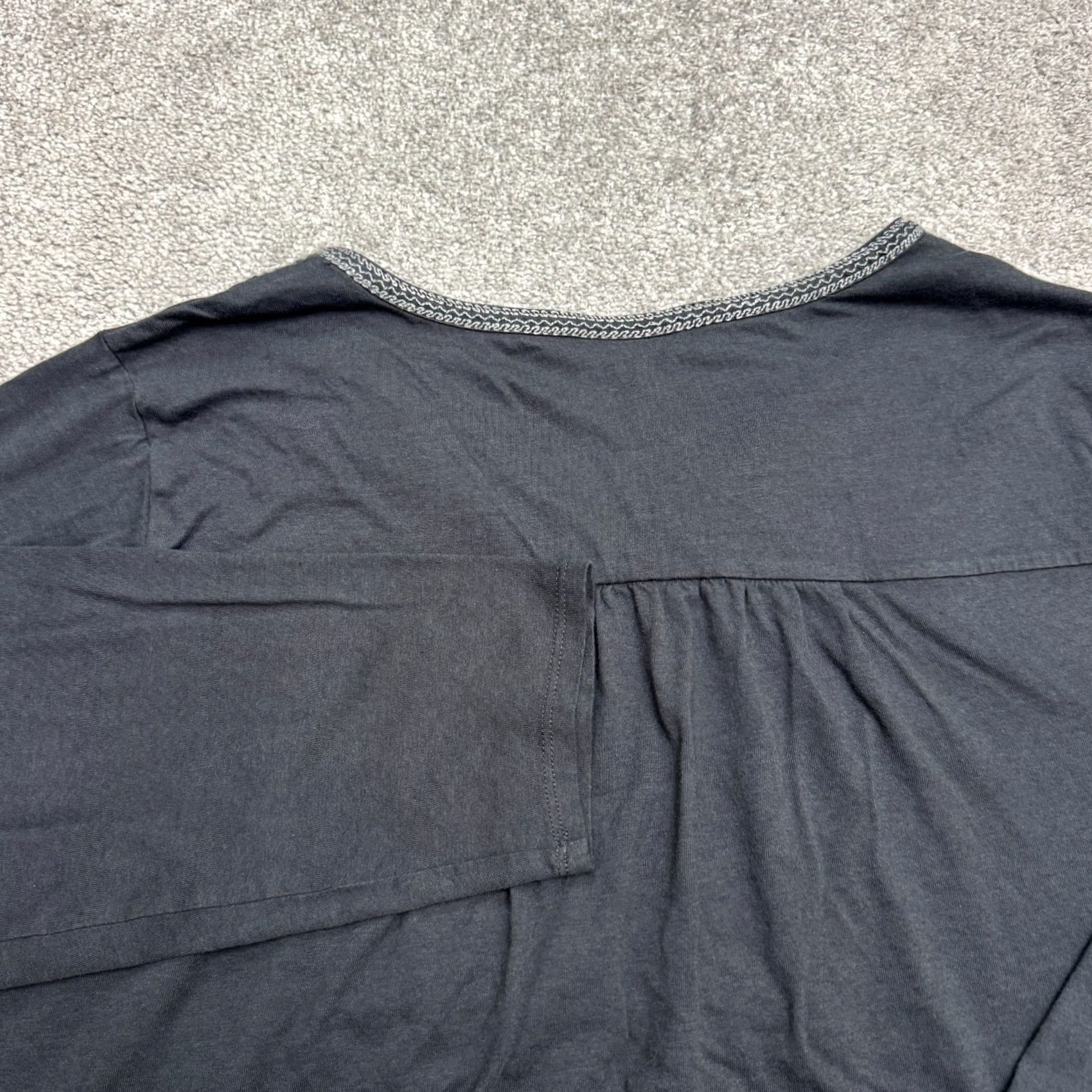 J. Jill J.Jill Blouse Womens Plus 3X Black Embroidered Split Neck Long Sleeve Top Tunic Size L / US 10 / IT 46 - 4 Thumbnail