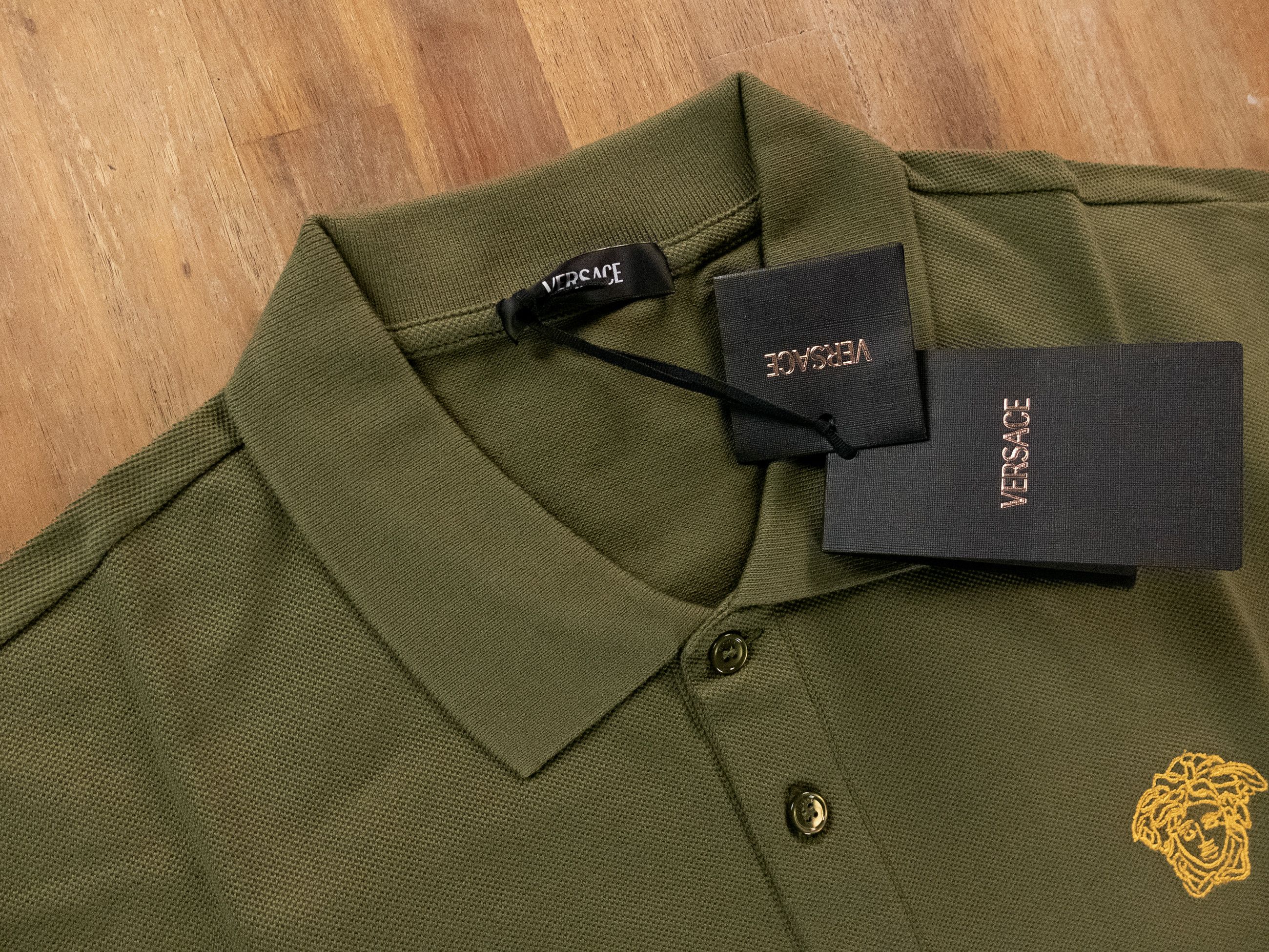 Versace VERSACE khaki green Medusa chest logo polo shirt XL Size US XL / EU 56 / 4 - 3 Thumbnail