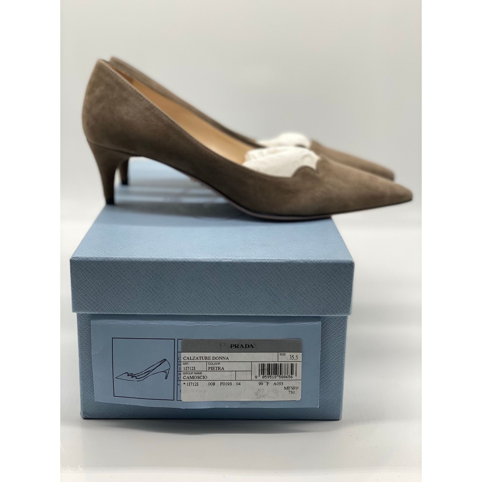 Prada Prada Pietra Suede Scallop Pointed Pumps sz. 35.5 eu Size US 5.5 / IT 35.5 - 3 Thumbnail