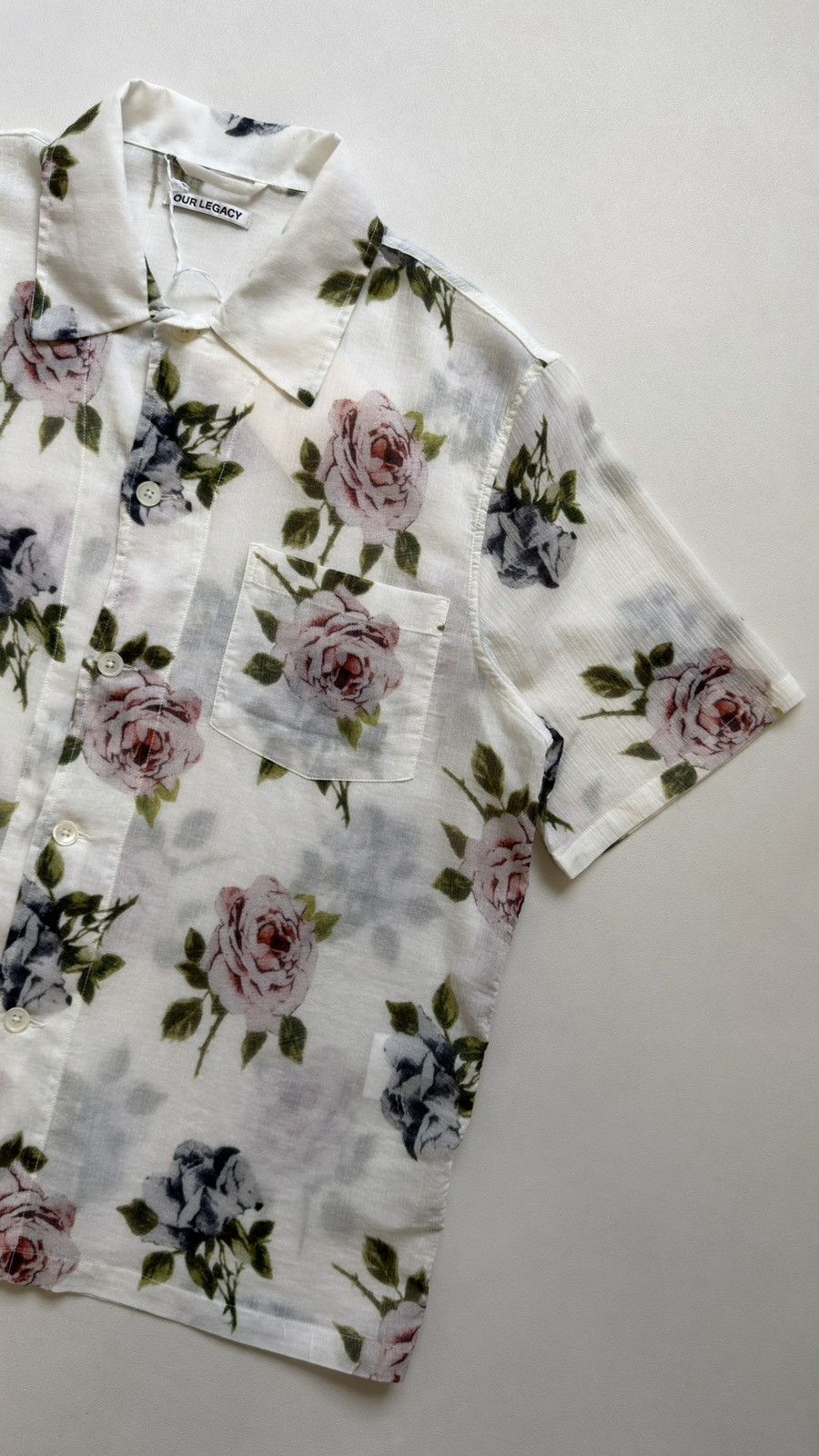 Our Legacy White Cotton Voile ‘Rose Print’ Box Shirt Size US S / EU 44-46 / 1 - 9 Thumbnail