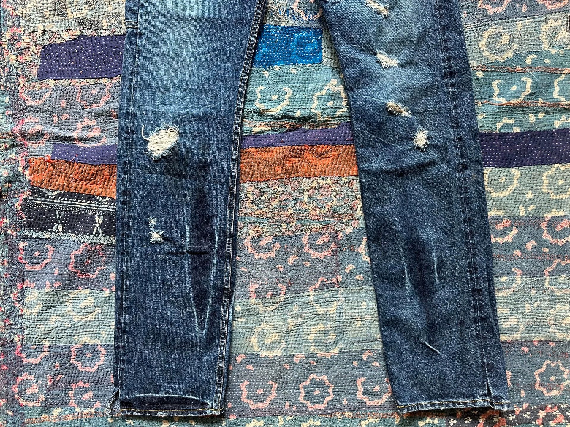 RRL Ralph Lauren RRL Depp-style Washed Distressed Denim Pants Hem Slits Size US 29 - 3 Thumbnail