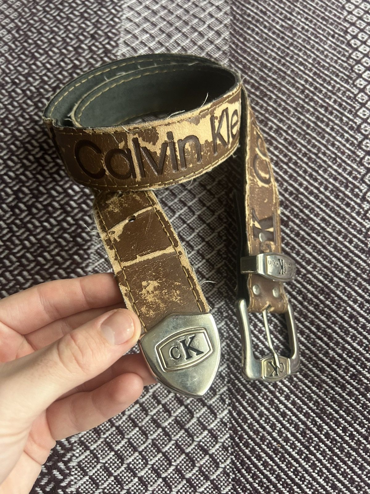 Calvin Klein Vintage Calvin Klein Distressed Belt Brown Faded Y2K Style Size ONE SIZE - 2 Thumbnail