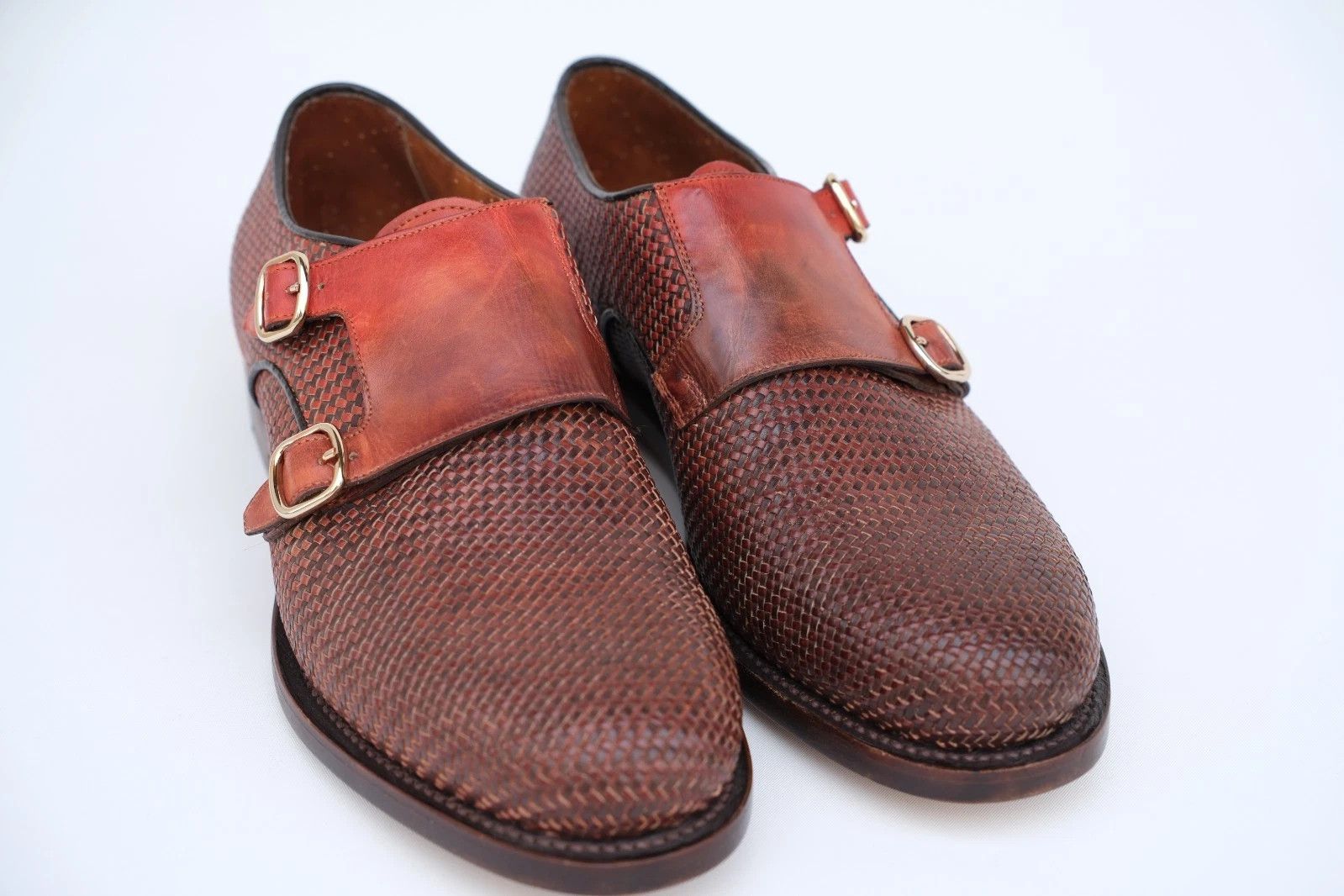 Santoni Santoni Red Woven Double Monk Strap EU 40 / UK 6 / US 7 Size US 7 / EU 40 - 2 Thumbnail