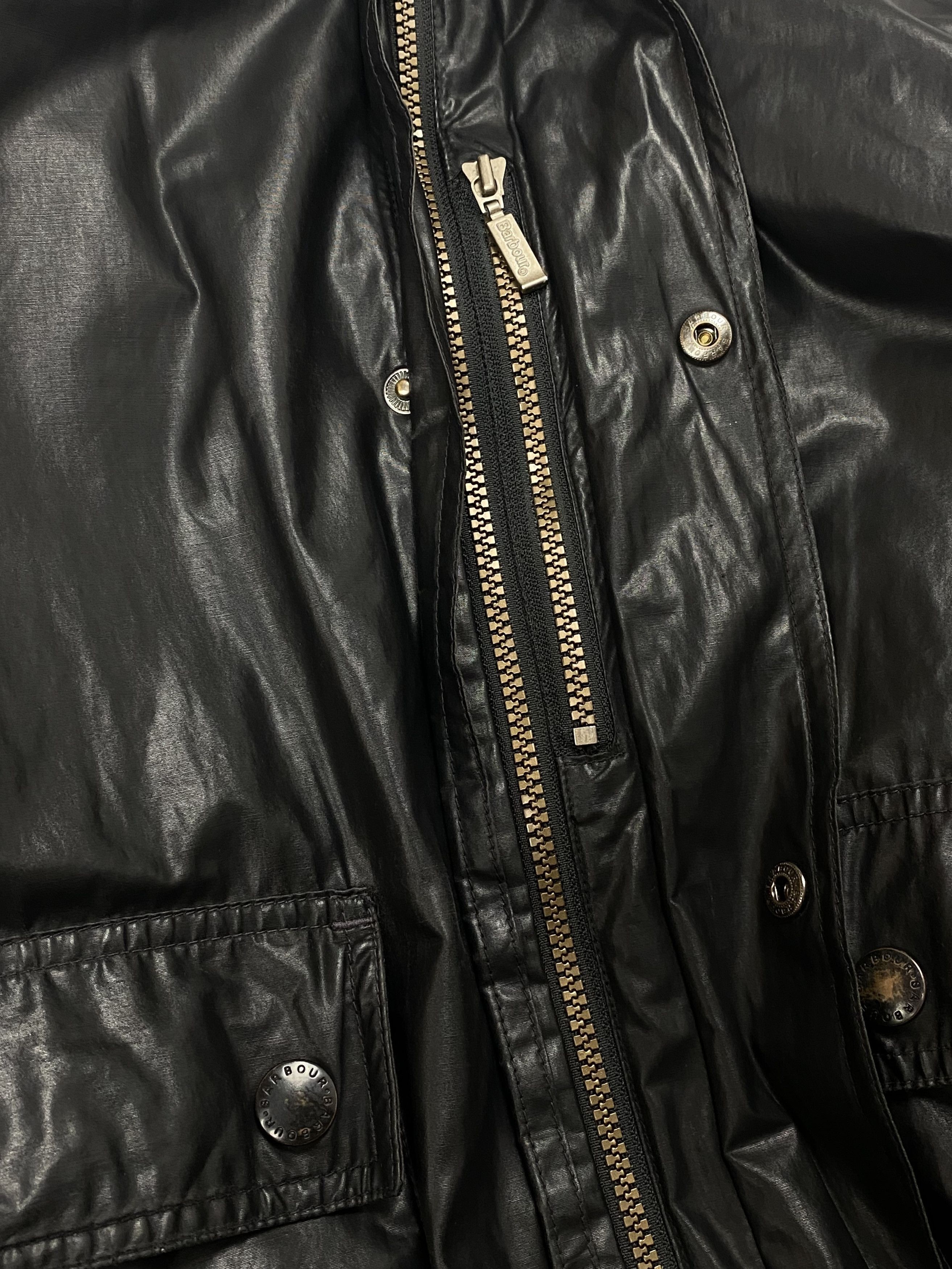Barbour Vintage BARBOUR Super Rare Black Shining Biker Jacket M543 Size US XXL / EU 58 / 5 - 8 Thumbnail