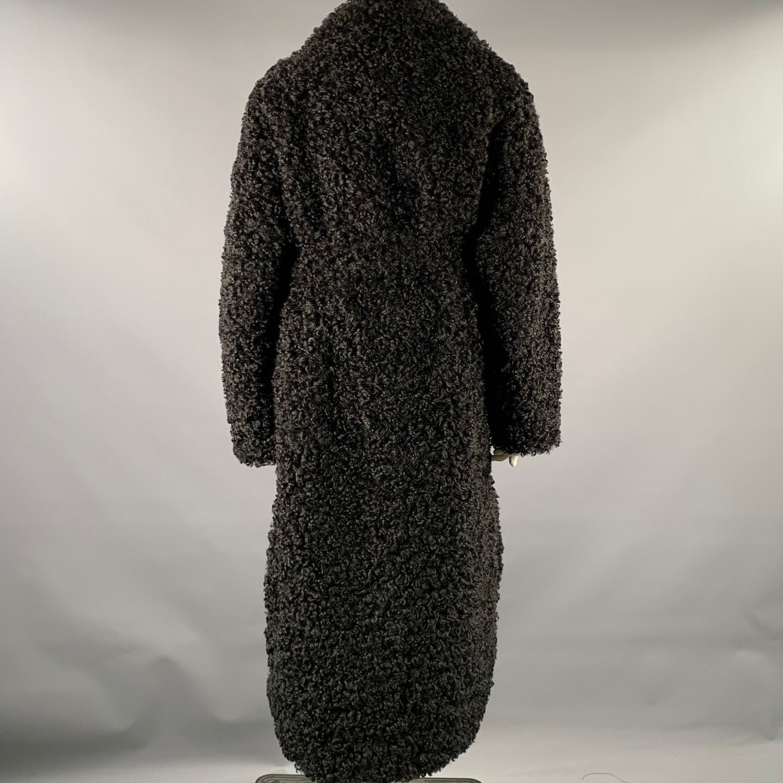 Frankie Shop THE FRANKIE SHOP Size L Black Faux Fur Belted Coat Size L / US 10 / IT 46 - 3 Thumbnail