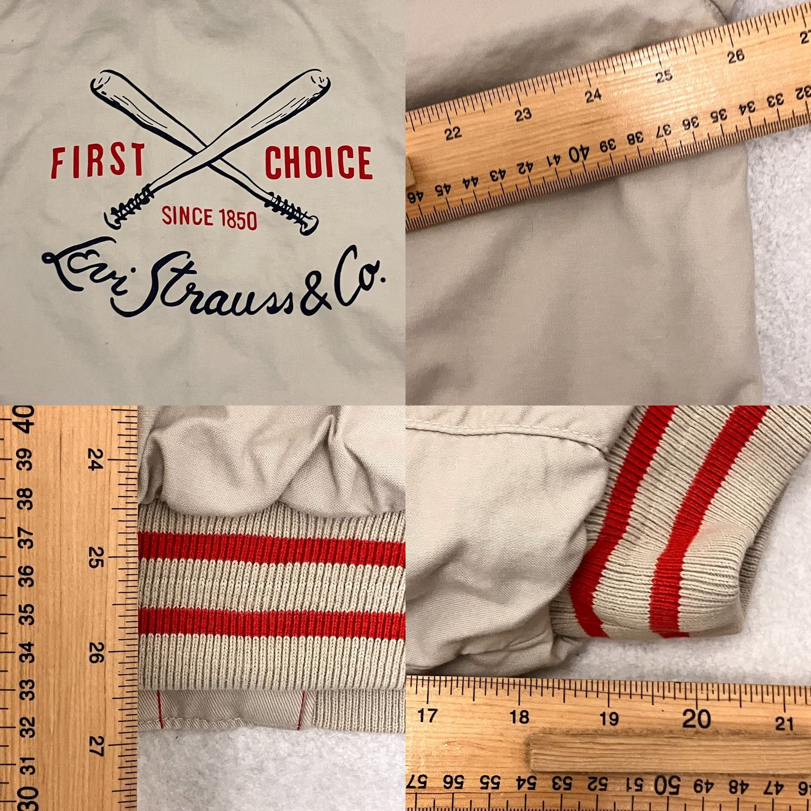 Levi's Levi’s Varsity Jacket Mens Large Cream Red Stripe Bomber Baseball Reversible Size US L / EU 52-54 / 3 - 9 Thumbnail