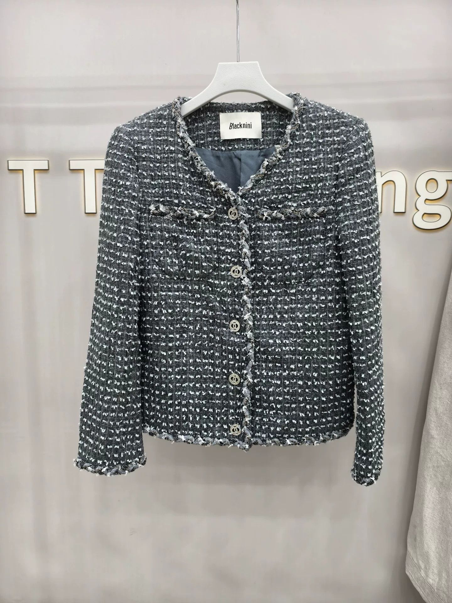 Chanel Black Tweed Jacket with Crystal Buttons Size S / US 4 / IT 40 - 1 Thumbnail