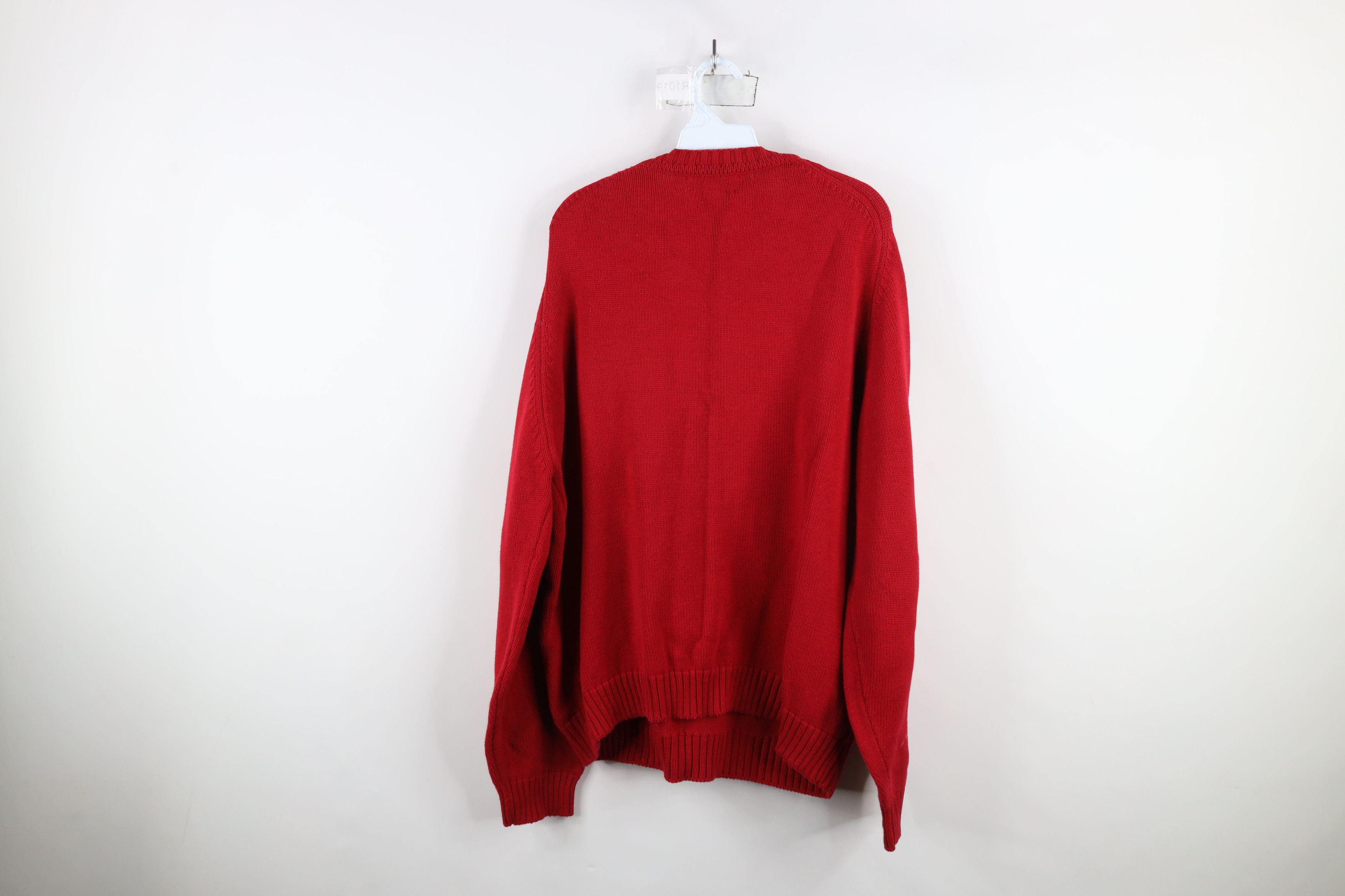Lands' End × Vintage Vintage 90s Lands End Cotton Knit Crewneck Sweater Red USA Size US L / EU 52-54 / 3 - 8 Thumbnail