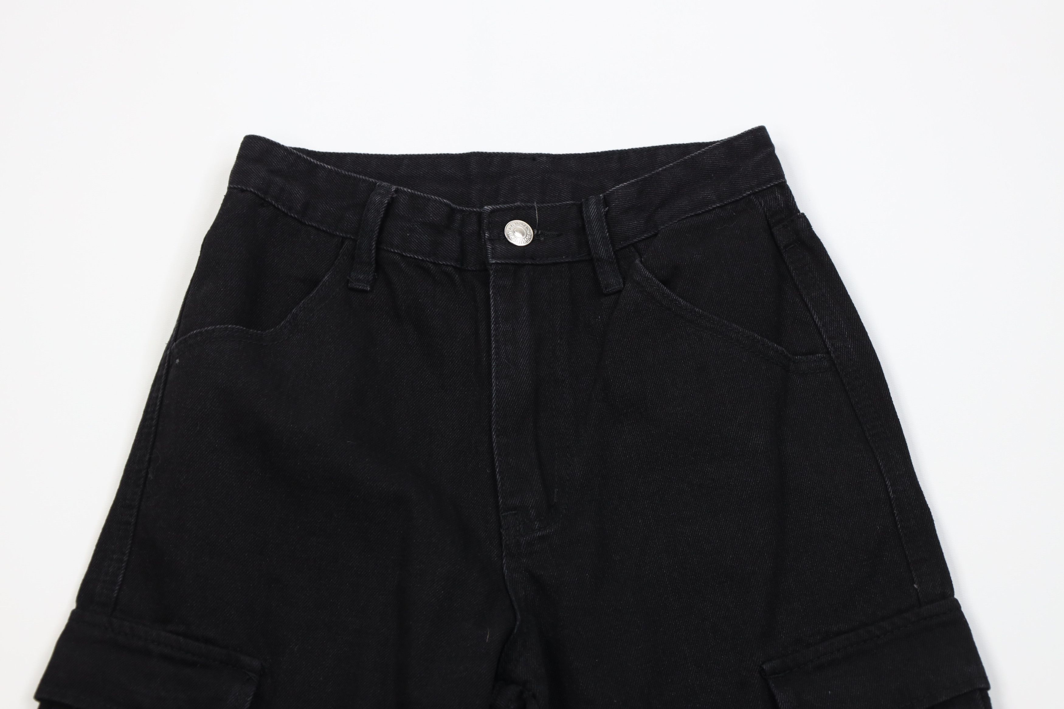 Vintage Vintage 90s Y2K Streetwear Wide Leg Cargo Jeans Black Size 26" / US 2 / IT 38 - 2 Thumbnail