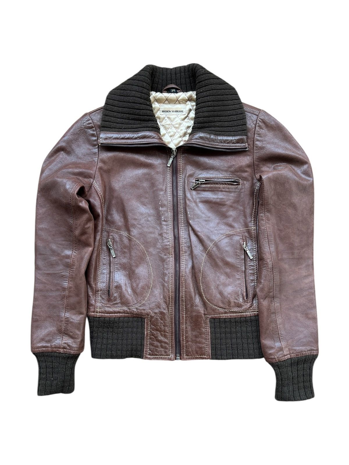 Japanese Brand 1990s Classic Aviator Leather Jacket Pasveer Size S / US 4 / IT 40 - 1 Thumbnail