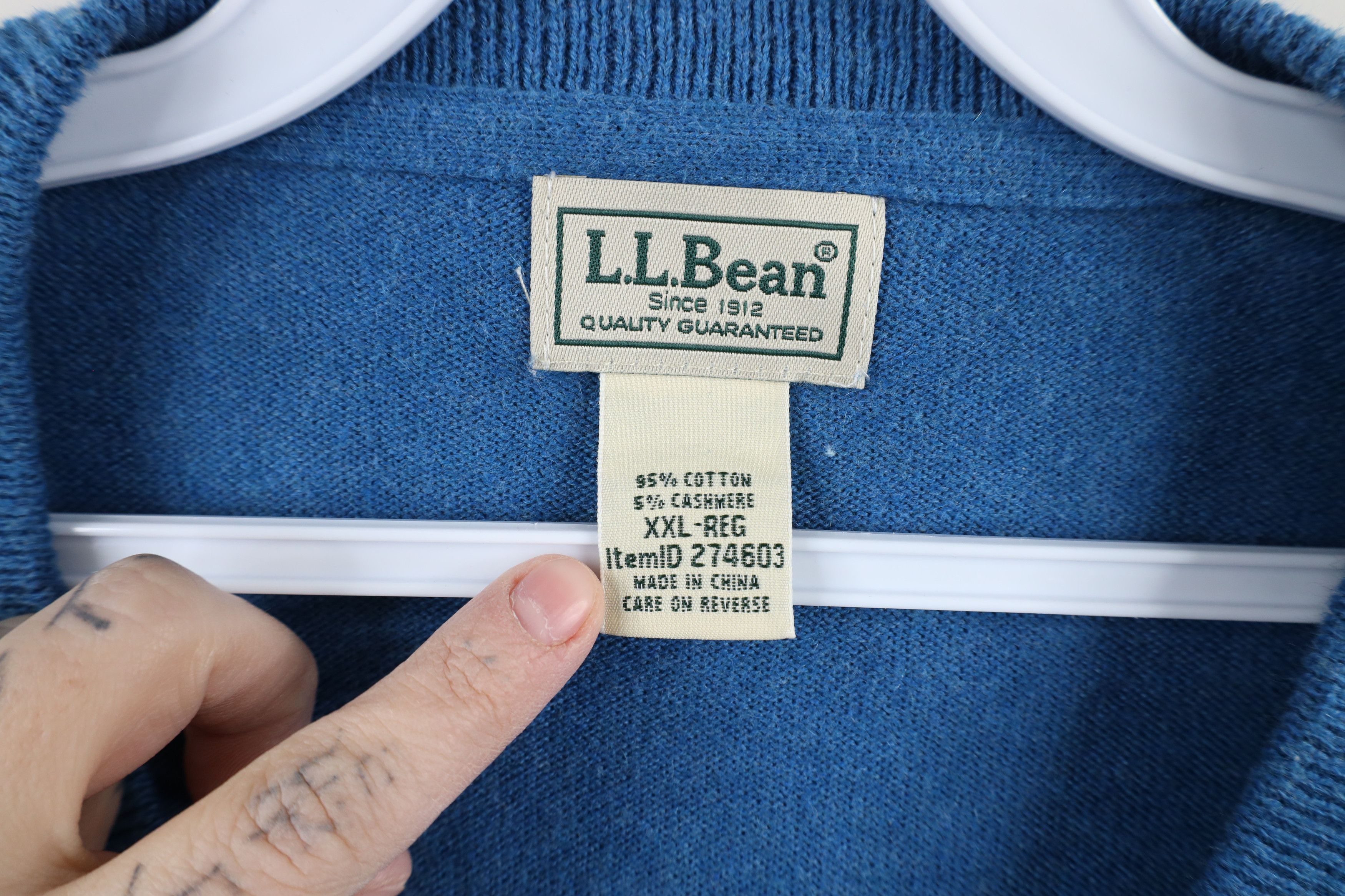 L.L. Bean × Vintage Vintage Y2K LL Bean Cotton Cashmere Blend Knit Sweater Blue Size US XXL / EU 58 / 5 - 5 Thumbnail