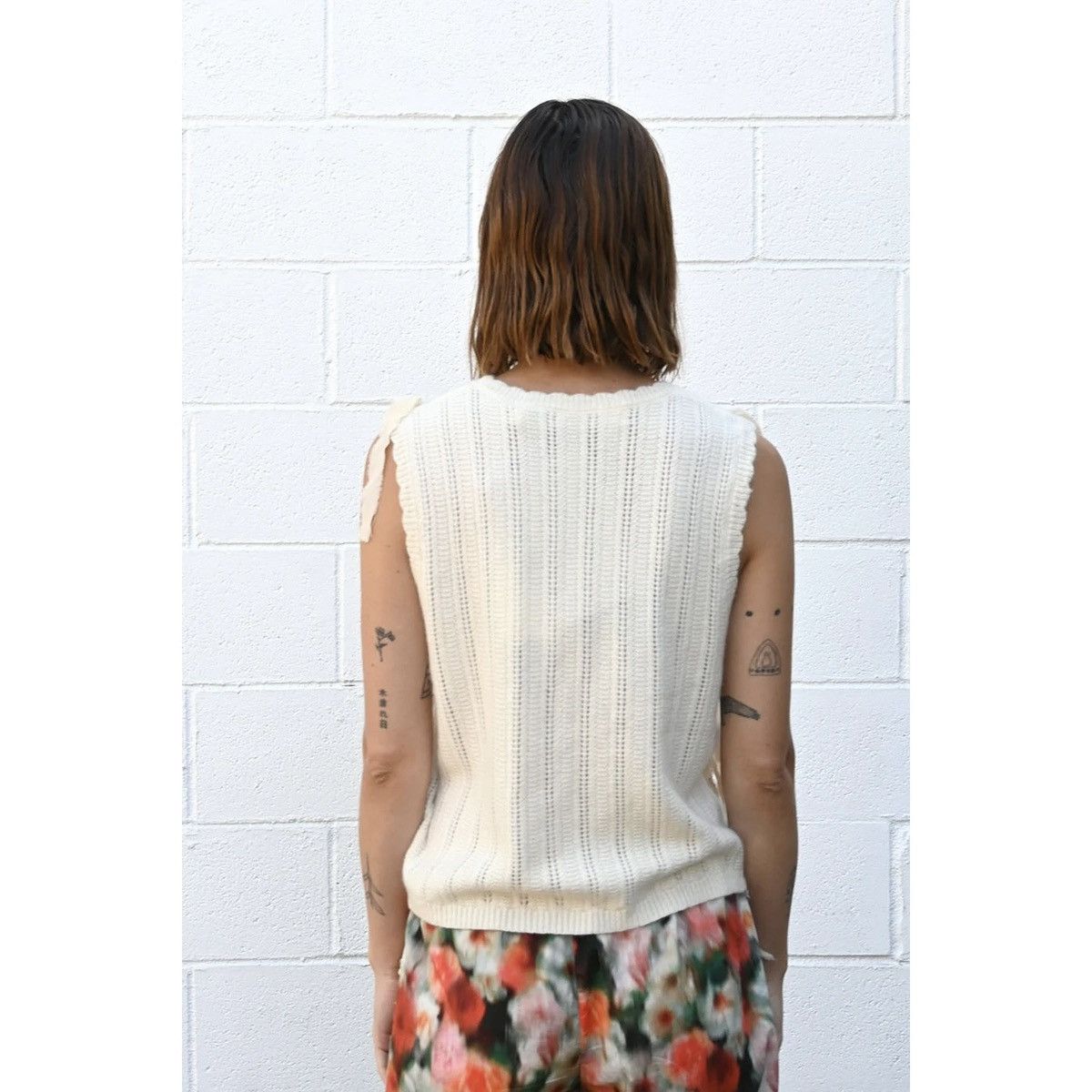 Ribbon Sleeveless Sweater Top vest cashmere silk loro piana