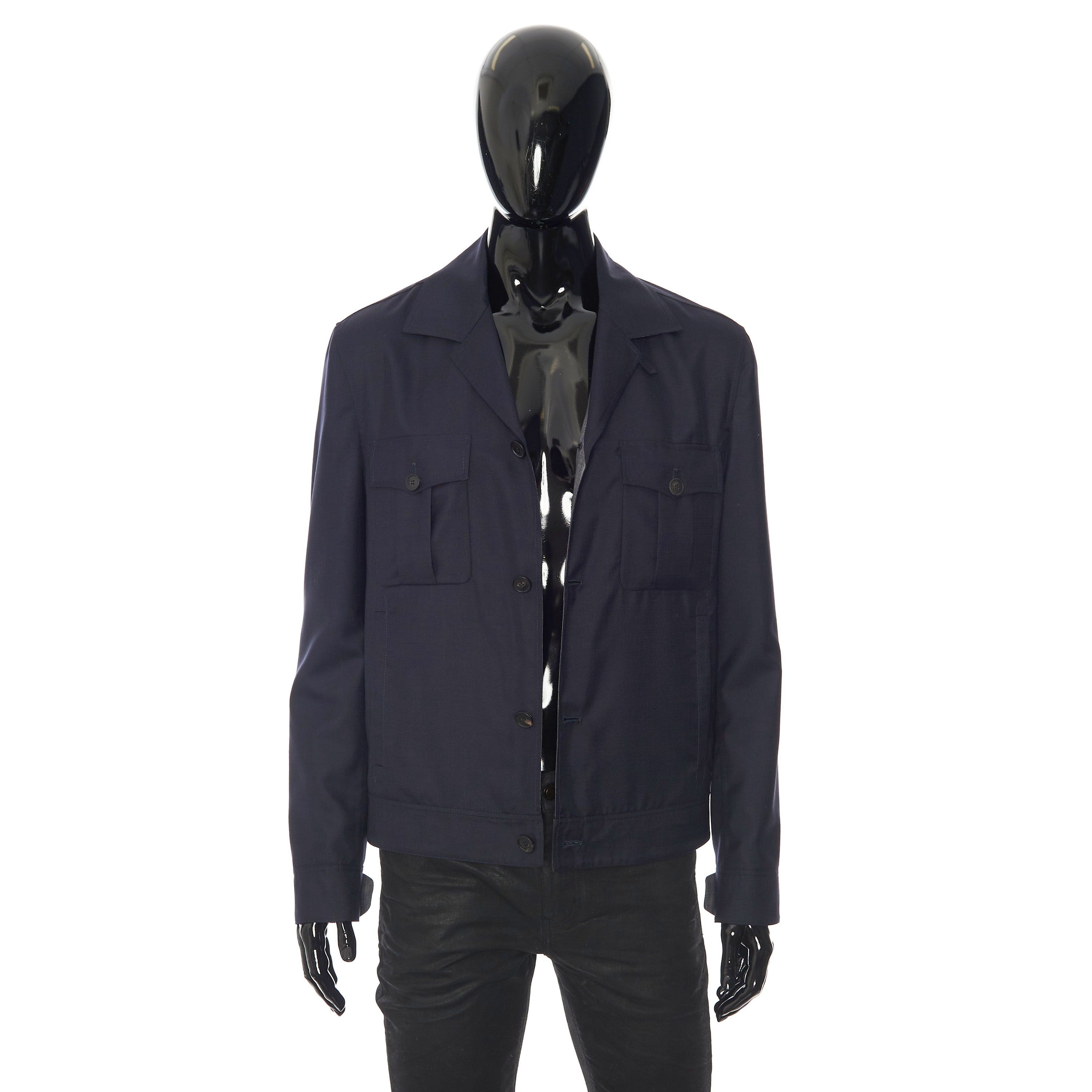 Brioni Ultralight Blouson Jacket In Navy Blue Virgin Wool & Silk Size US S / EU 44-46 / 1 - 1 Thumbnail