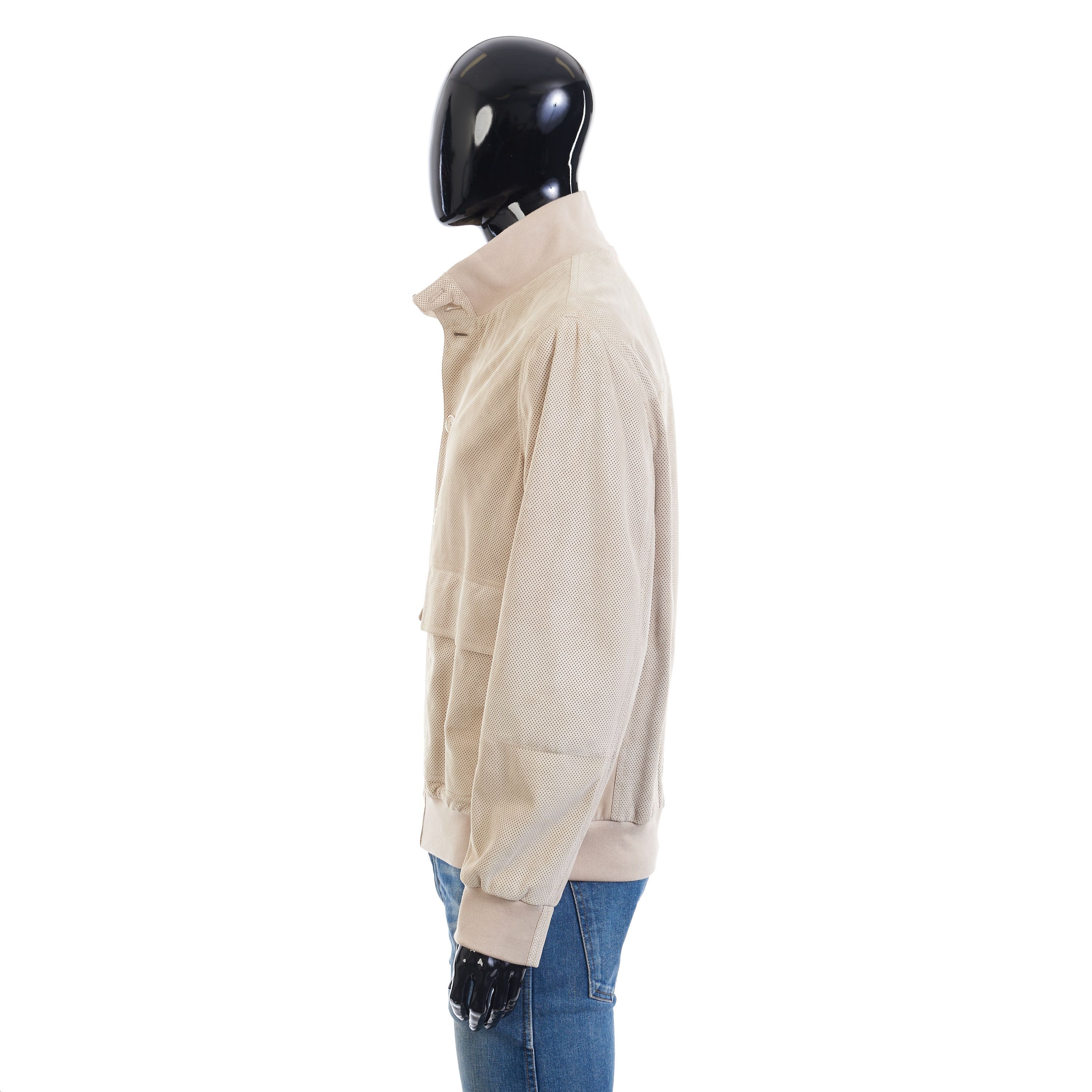 Brunello Cucinelli Light Beige Perforated Leather Jacket - Stand Up Collar Size US M / EU 48-50 / 2 - 4 Thumbnail