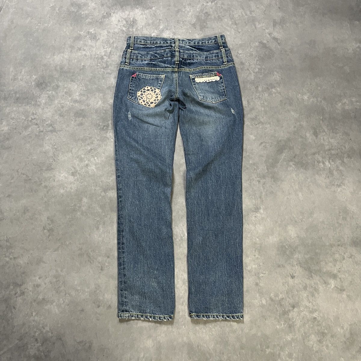Japanese Brand 2000s Double Waist Art Pocket Distressed Fade Jeans Pants Size US 30 / EU 46 - 11 Thumbnail