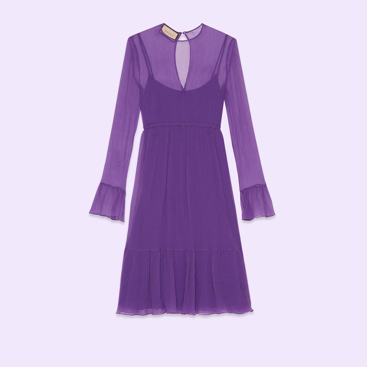 o1s1wg111025 Silk Chiffon Midi Dress in Purple