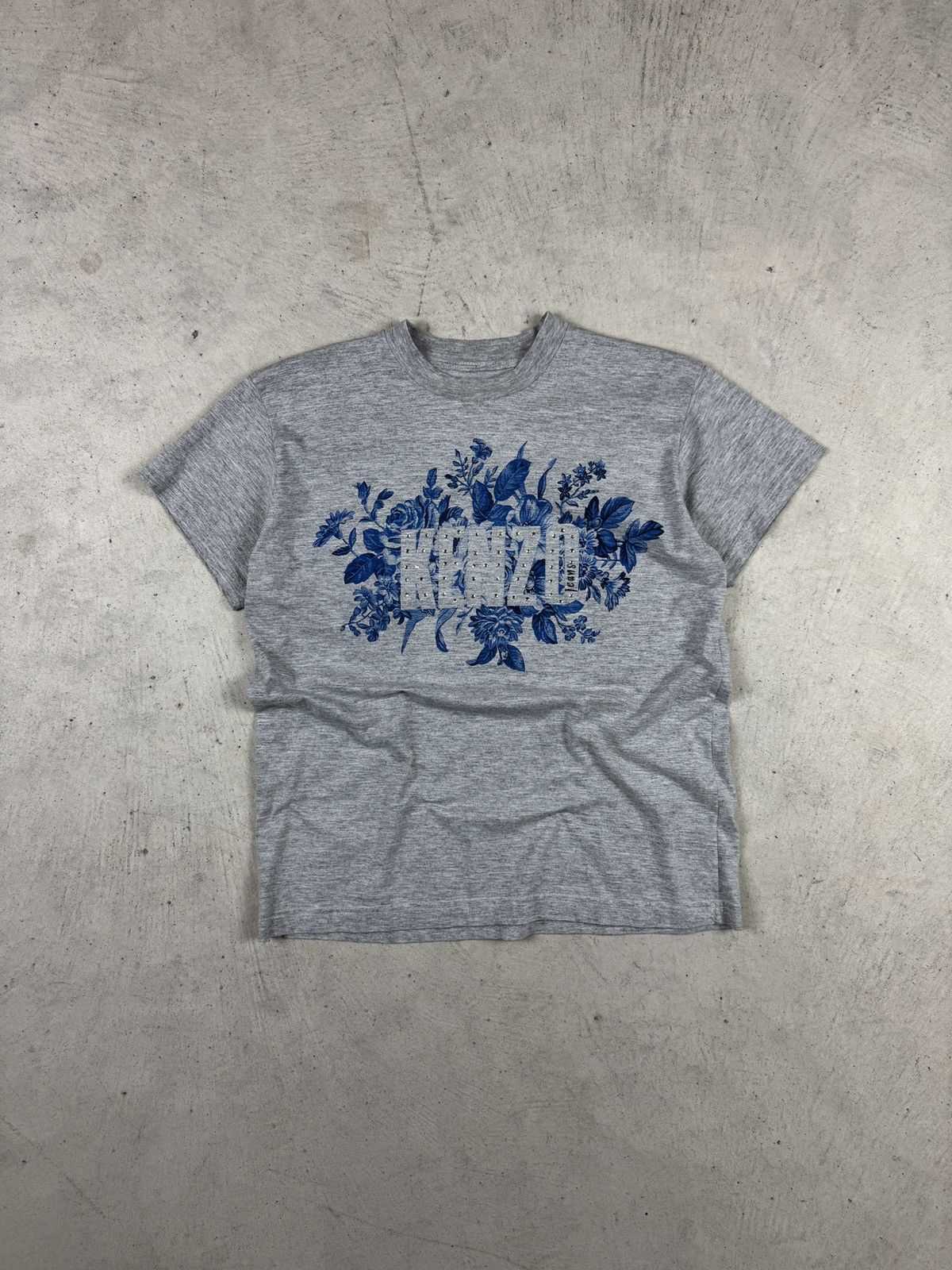 Designer × Kenzo Kenzo Rhinestone Blue Flower Tee Size L / US 10 / IT 46 - 1 Thumbnail