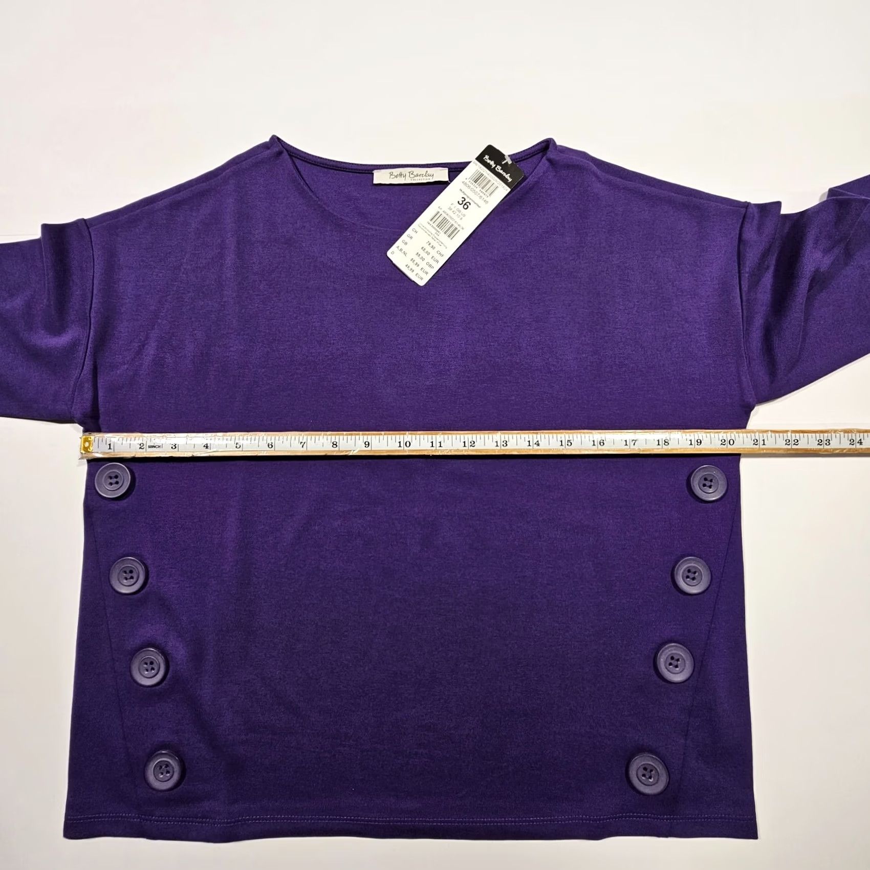 Vintage Betty Barclay Womens Jumper Purple 10 UK Short Sleeve Round Neck Top Ladies Size L / US 10 / IT 46 - 4 Thumbnail