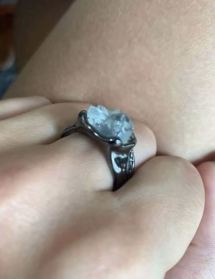 Jewelry Irregular Black Crystal Charm Ring (size 6-12) Size ONE SIZE - 6 Thumbnail