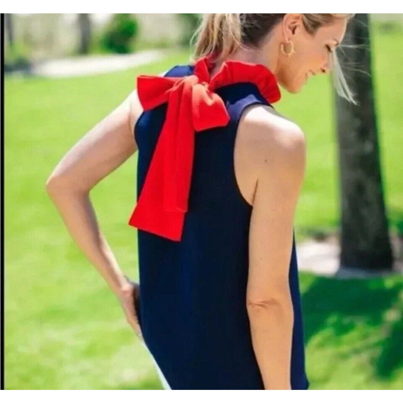 Other Pomander Place Blue Sleeveless Ruffle Collar Tie Bow Top S Size S / US 4 / IT 40 - 6 Thumbnail