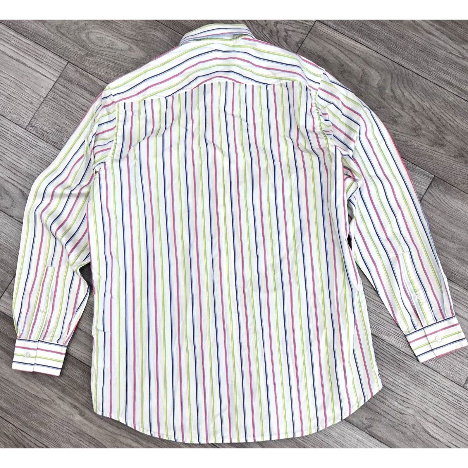 Vintage New & Lingwood Cotton Dress Shirt Striped Italian Fabric Men's Size 16" Size 42R - 3 Thumbnail