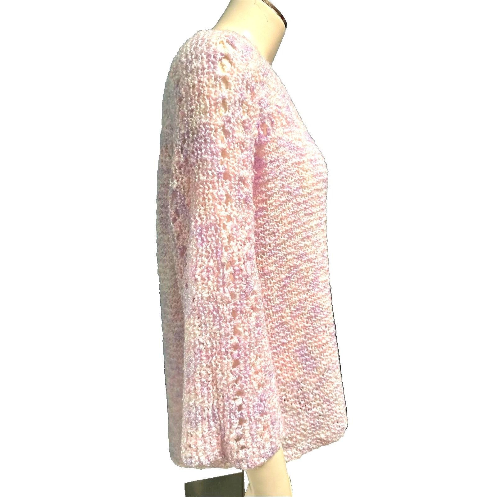 Other CCC Pink Purple Handmade Crochet Sweater Bell Sleeves Pastel Size M / US 6-8 / IT 42-44 - 4 Thumbnail
