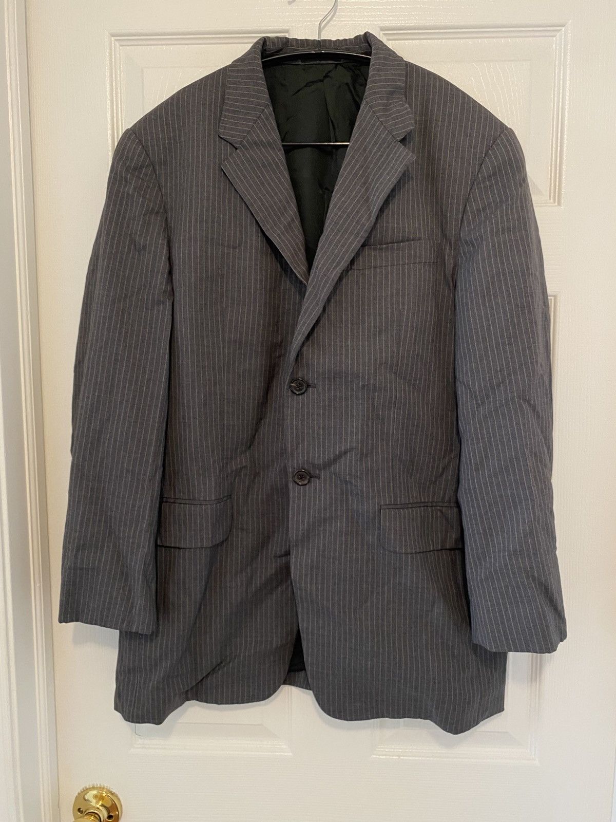 Prada 03aw grey pinstriped wool blazer Size 48R - 2 Thumbnail