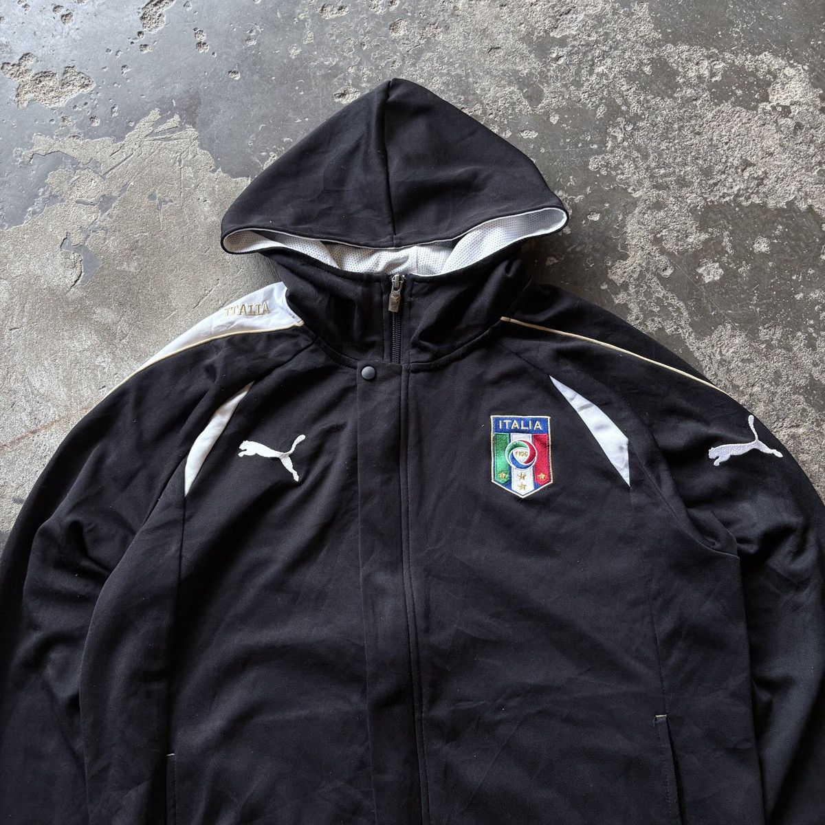 Puma × Vintage PUMA ITALIA ZIPTHROUGH HOODED SWEATER Size US S / EU 44-46 / 1 - 2 Thumbnail