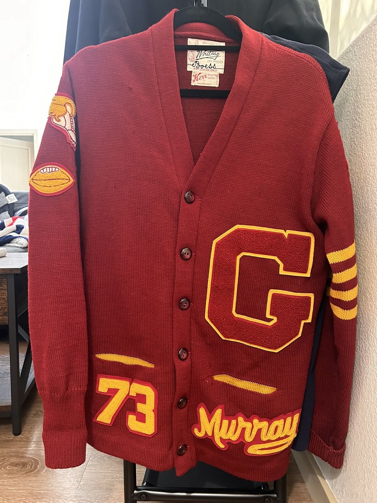 Vintage Varsity Cardigan Sweater From 70s