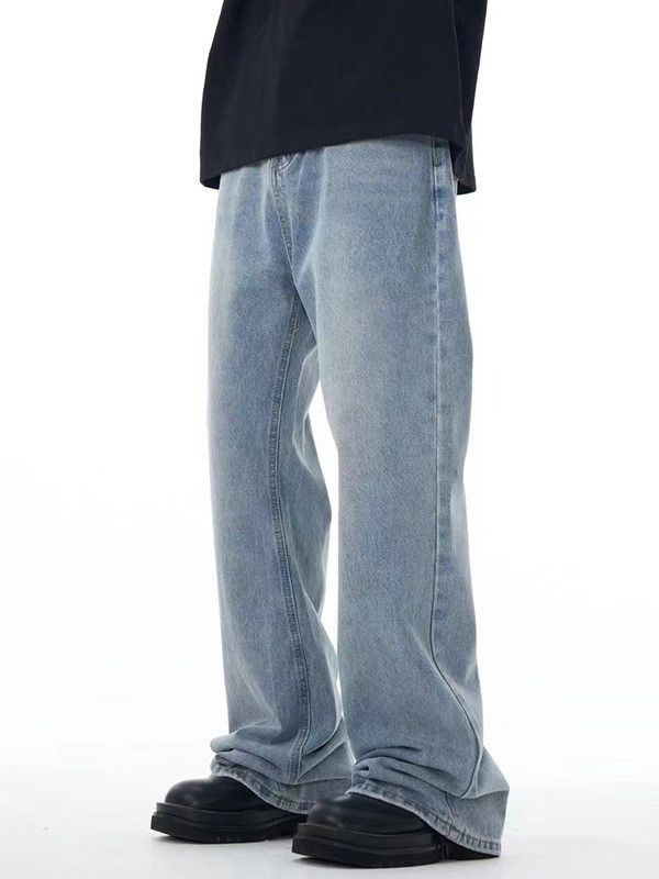 Jean Men's washed distressed casual loose flared jeans Size US 32 / EU 48 - 2 Thumbnail
