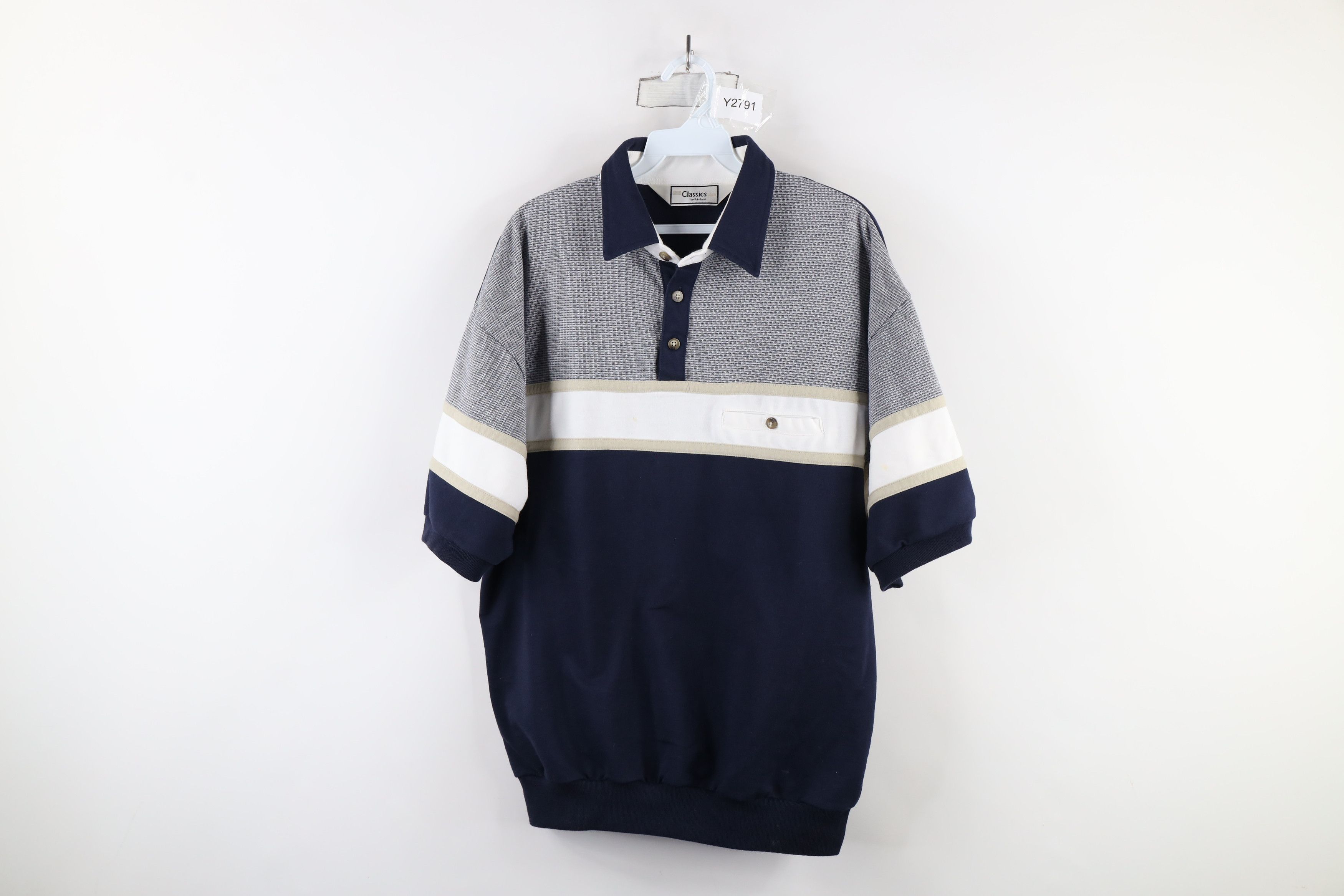 Vintage Vintage 90s Streetwear Block Collared Pullover Polo Shirt Size US L / EU 52-54 / 3 - 1 Thumbnail