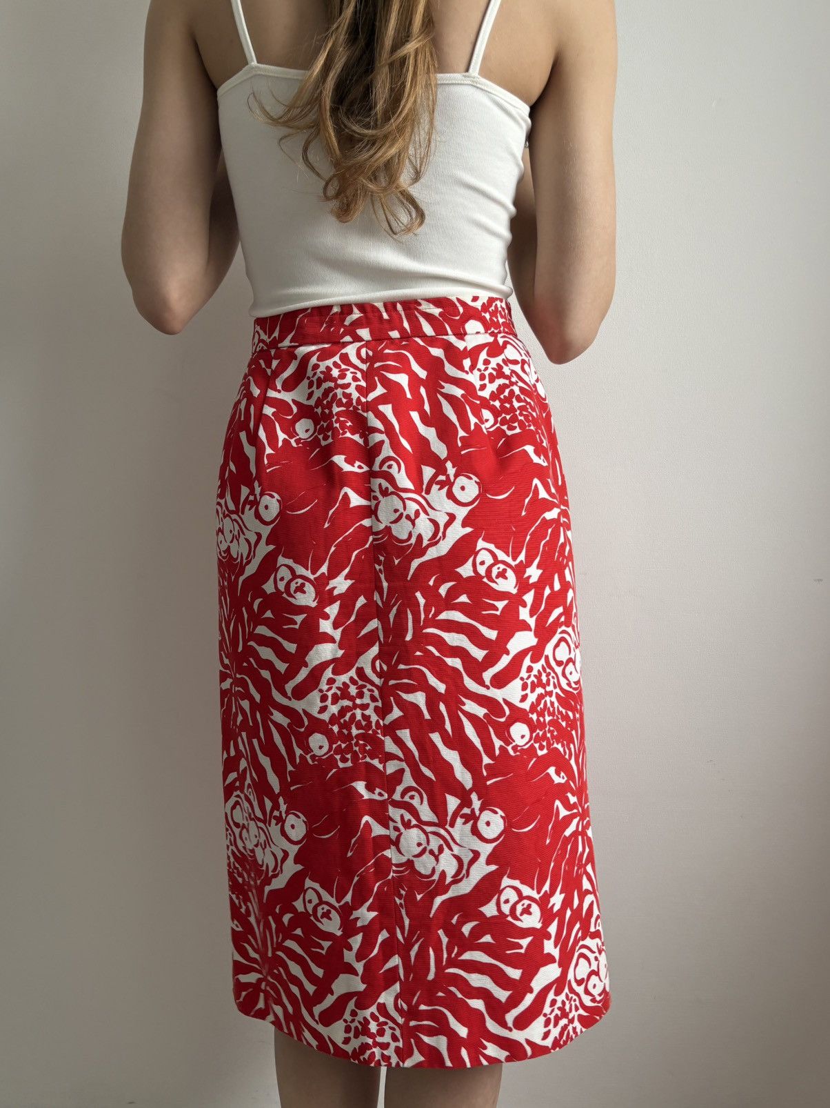 Yves Saint Laurent Yves Saint Laurent Rive Gauche S/S 1994 Pencil Skirt Red M Size 27" / US 4 / IT 40 - 6 Thumbnail