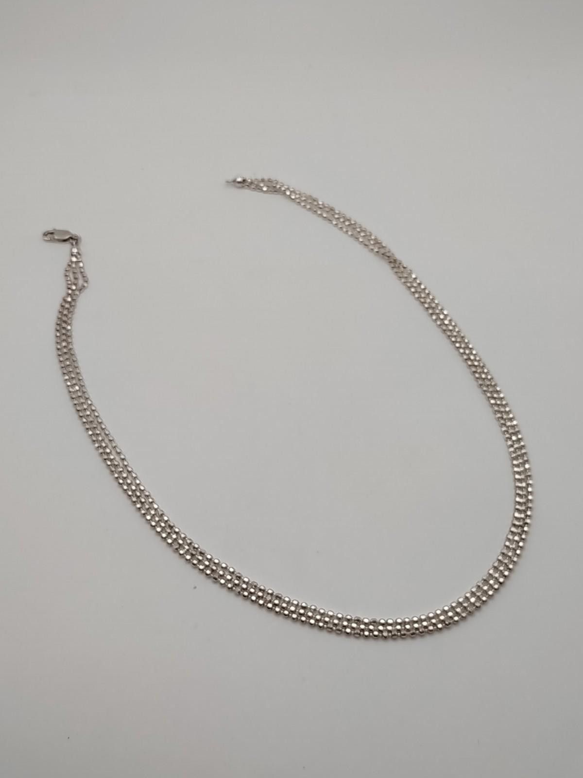 The Unbranded Brand Sterling Silver Triple Strand Bead Necklace 17” 925 Size ONE SIZE - 1 Thumbnail